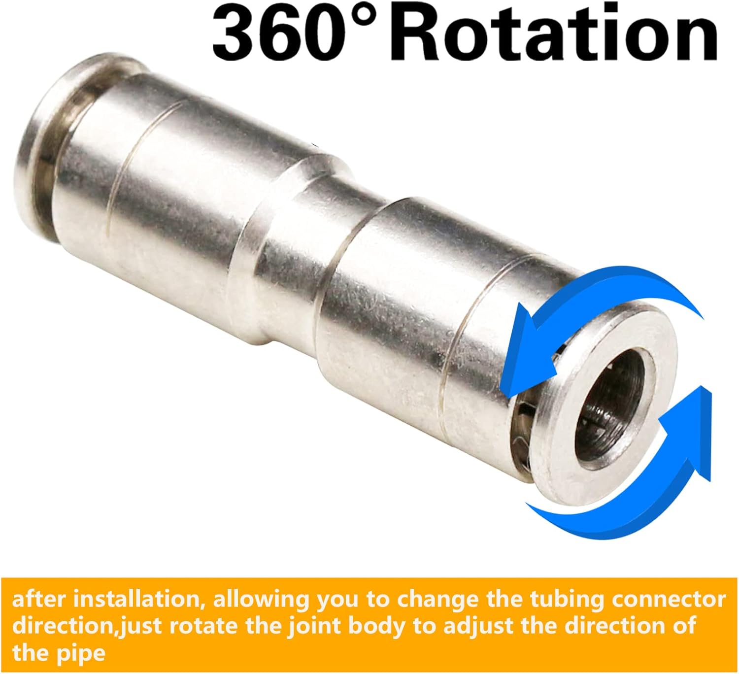 1/4 Union Straight Push to connect fittings Stainless Steel Pneumatic Push Connectors, 1/4