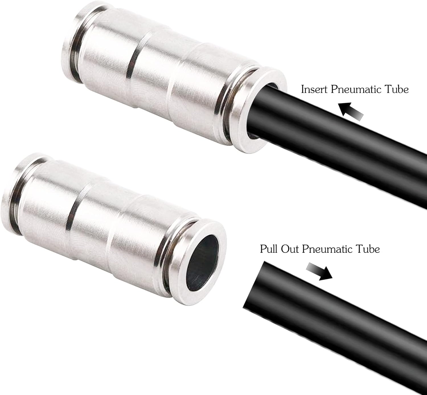 1/4 Union Straight Push to connect fittings Stainless Steel Pneumatic Push Connectors, 1/4