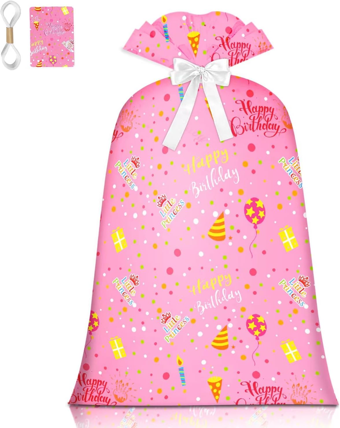 Extra Large Gift Bag Girl Birthday Jumbo Gift Bag, Bday Pink Giant Plastic Oversized Gift Bag Huge Gift Wrap Bag Birthday Bag Wrapping Bag for Large Gift(48inch 1Pack) - Image 1