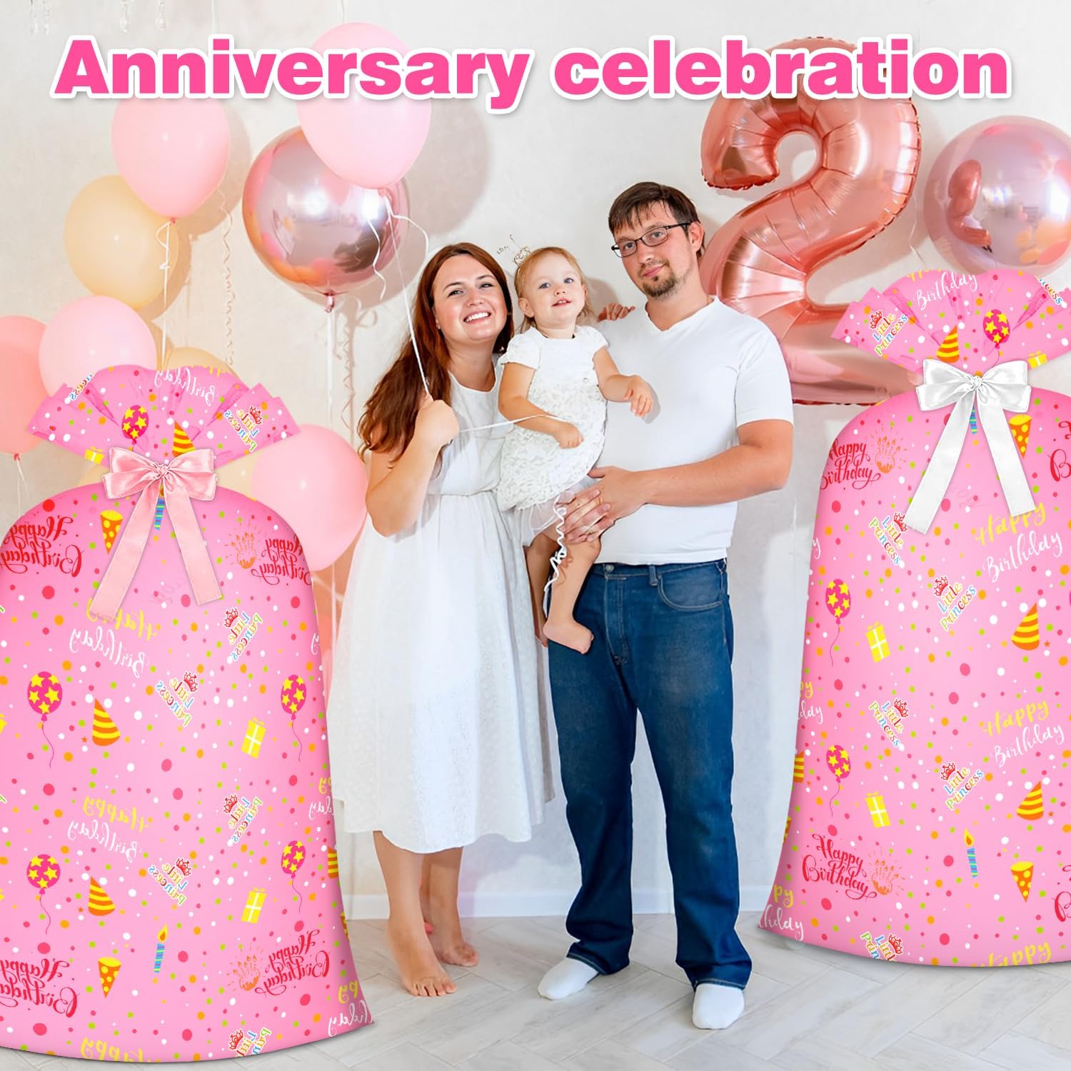 Extra Large Gift Bag Girl Birthday Jumbo Gift Bag, Bday Pink Giant Plastic Oversized Gift Bag Huge Gift Wrap Bag Birthday Bag Wrapping Bag for Large Gift(48inch 1Pack) - Image 4