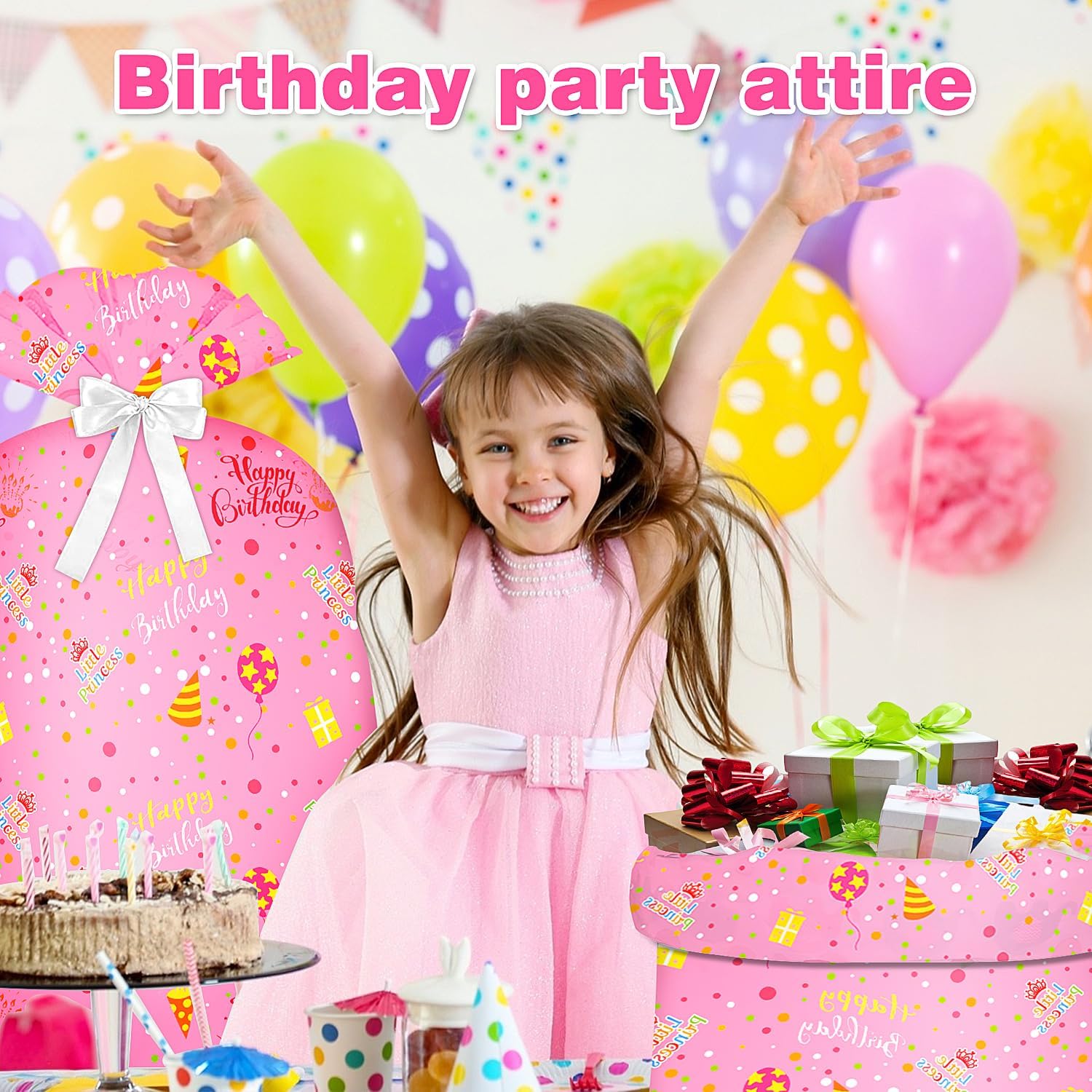 Extra Large Gift Bag Girl Birthday Jumbo Gift Bag, Bday Pink Giant Plastic Oversized Gift Bag Huge Gift Wrap Bag Birthday Bag Wrapping Bag for Large Gift(48inch 1Pack) - Image 5