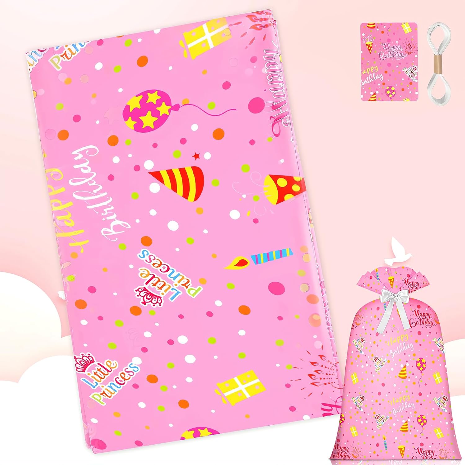 Extra Large Gift Bag Girl Birthday Jumbo Gift Bag, Bday Pink Giant Plastic Oversized Gift Bag Huge Gift Wrap Bag Birthday Bag Wrapping Bag for Large Gift(48inch 1Pack) - Image 7