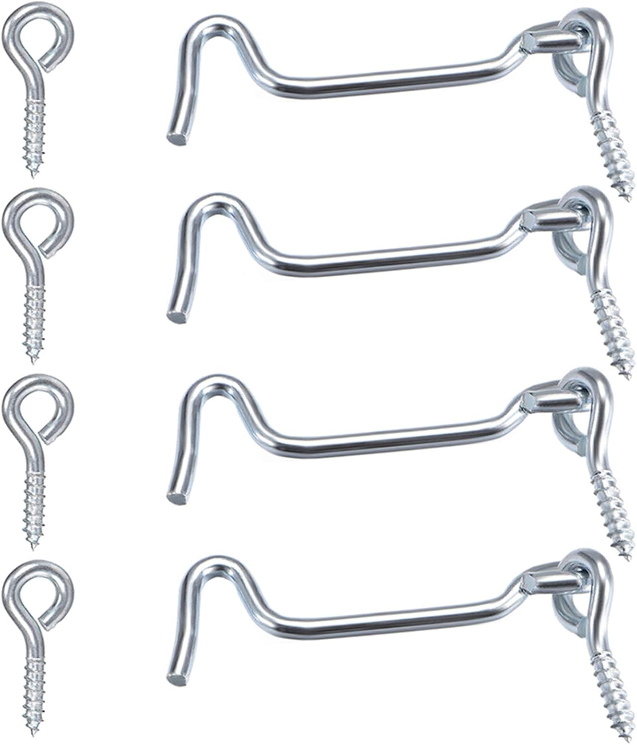 4Pcs 1.5 inches Cabin Hook Eye Latch Gate Door Swivel Window Door Hook with Mounting Screws - Image 1
