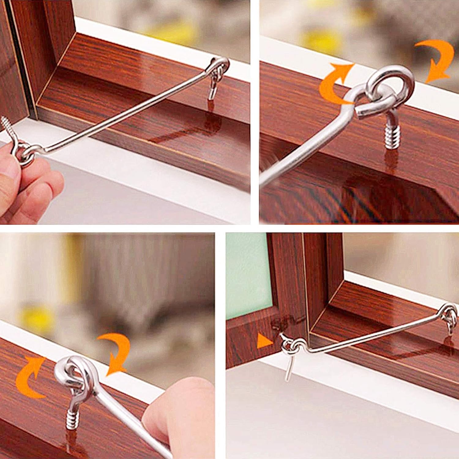 4Pcs 1.5 inches Cabin Hook Eye Latch Gate Door Swivel Window Door Hook with Mounting Screws - Image 7