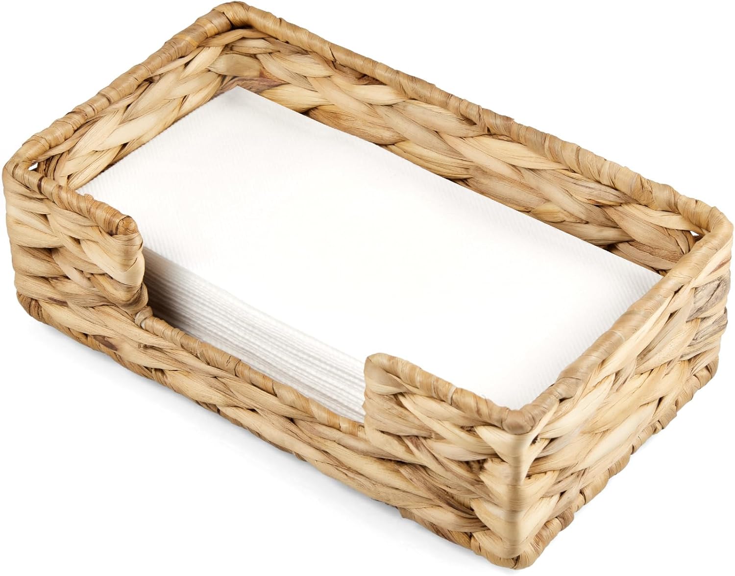 Napkin Holder for Bathroom, Woven Wicker Water Hyacinth Guest Towel Holder Tray, Disposable Paper Hand Towel Holder for Bathroom Accessories, Dinner Napkin Holder for Kitchen Table Party - Image 1