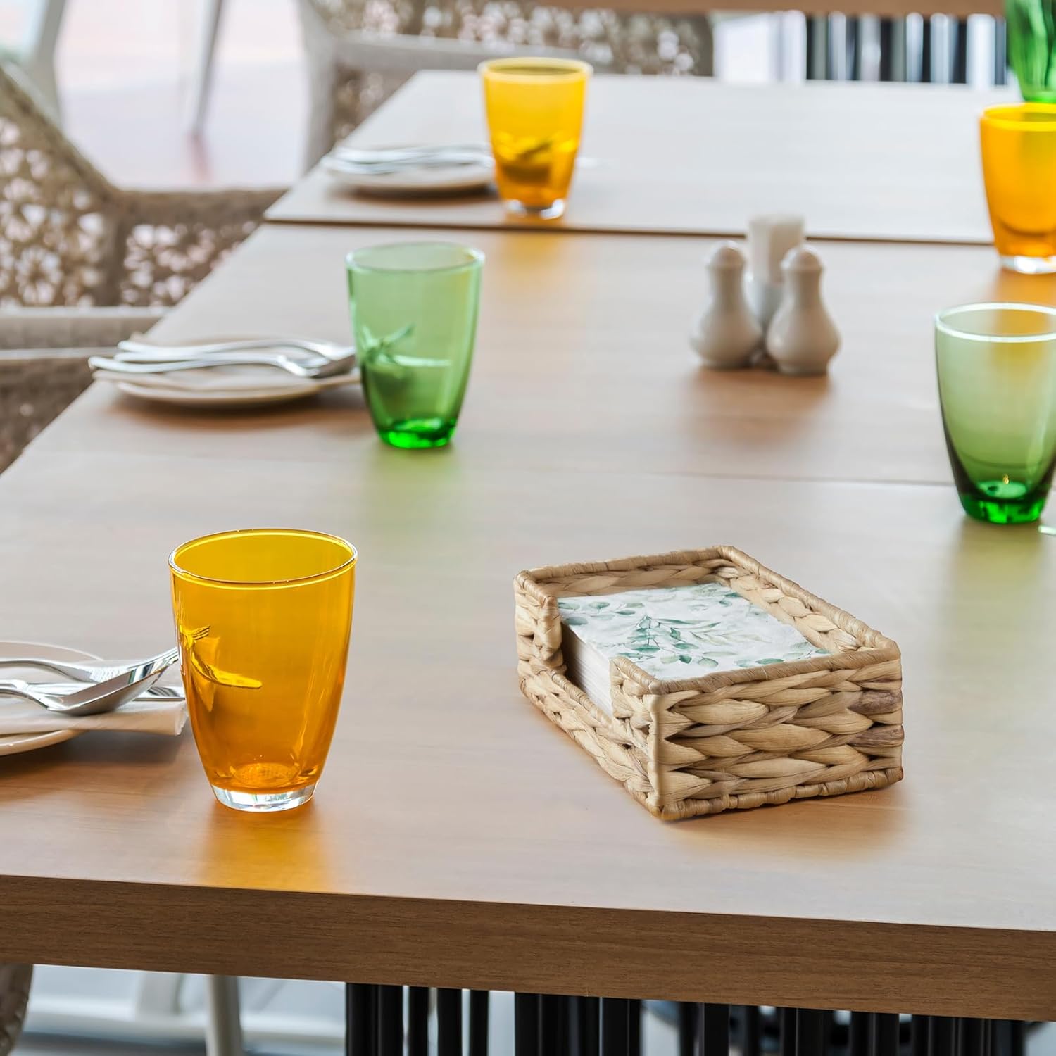 Napkin Holder for Bathroom, Woven Wicker Water Hyacinth Guest Towel Holder Tray, Disposable Paper Hand Towel Holder for Bathroom Accessories, Dinner Napkin Holder for Kitchen Table Party - Image 5