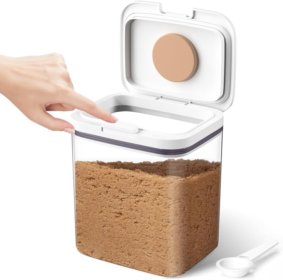 Brown Sugar Container Airtight, 2 Quart Brown Sugar Keeper Storage Container with Spoon - Image 1