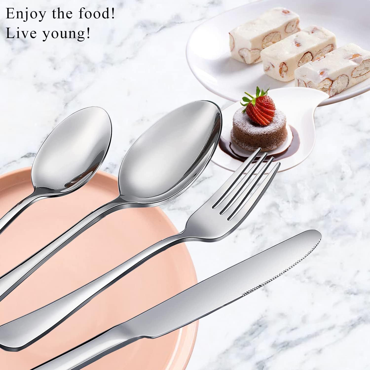 12 Pcs Spoons and Forks Set, Top Food Grade Stainless Steel Forks and Spoons Silverware Set,Forks and Spoons Cutlery Set, Mirror Finish & Dishwasher Safe - Image 7