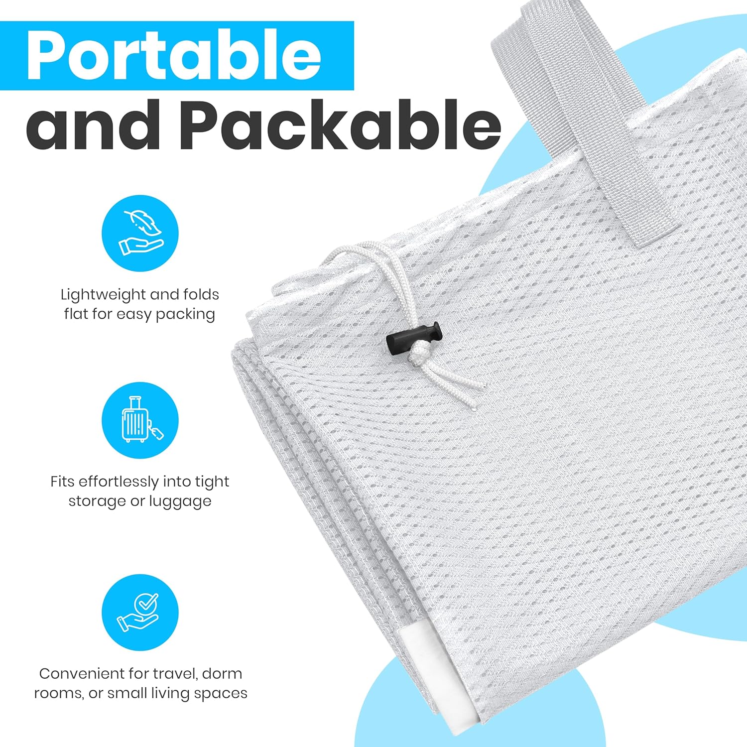 Large Mesh Laundry Bags - 2-Pack Heavy Duty with Handles & Drawstring - Machine Washable Net Laundry Sacks for College Dorm, Camp, Travel, Bedding & Clothes Storage (White) - Image 4