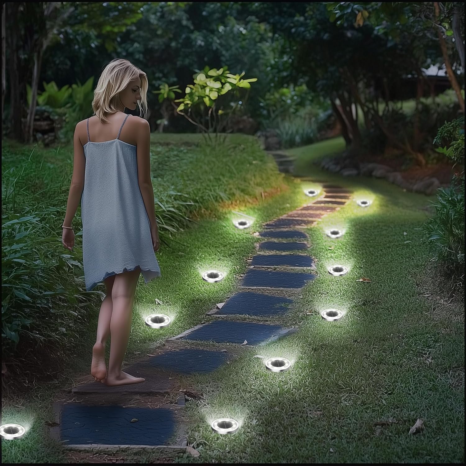 Solar Ground Lights,16 Pack Solar Lights Outdoor Waterproof, Solar Garden Lights Landscape Lighting for Patio Pathway Lawn Yard Deck Driveway Walkway, Cold White - Image 4