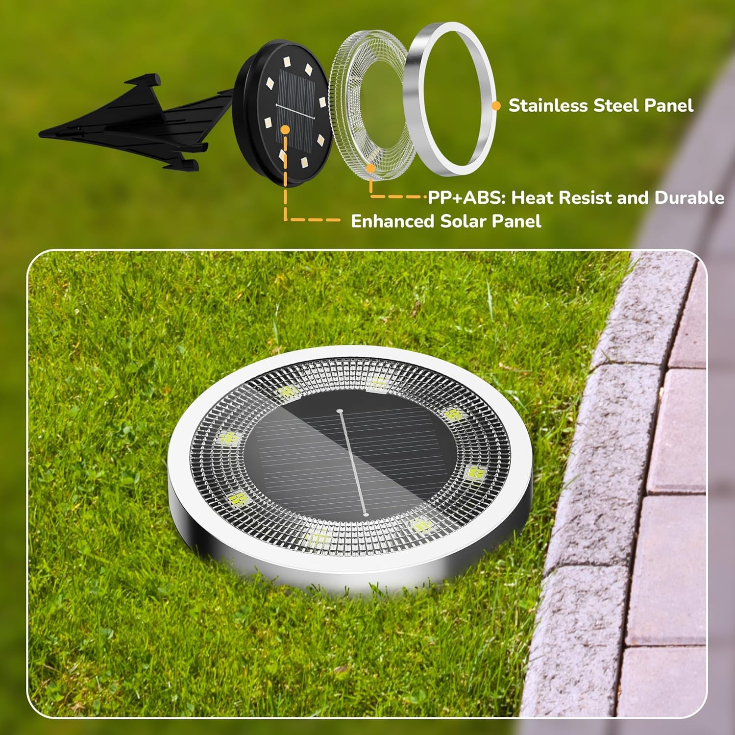 Solar Ground Lights,16 Pack Solar Lights Outdoor Waterproof, Solar Garden Lights Landscape Lighting for Patio Pathway Lawn Yard Deck Driveway Walkway, Cold White - Image 8