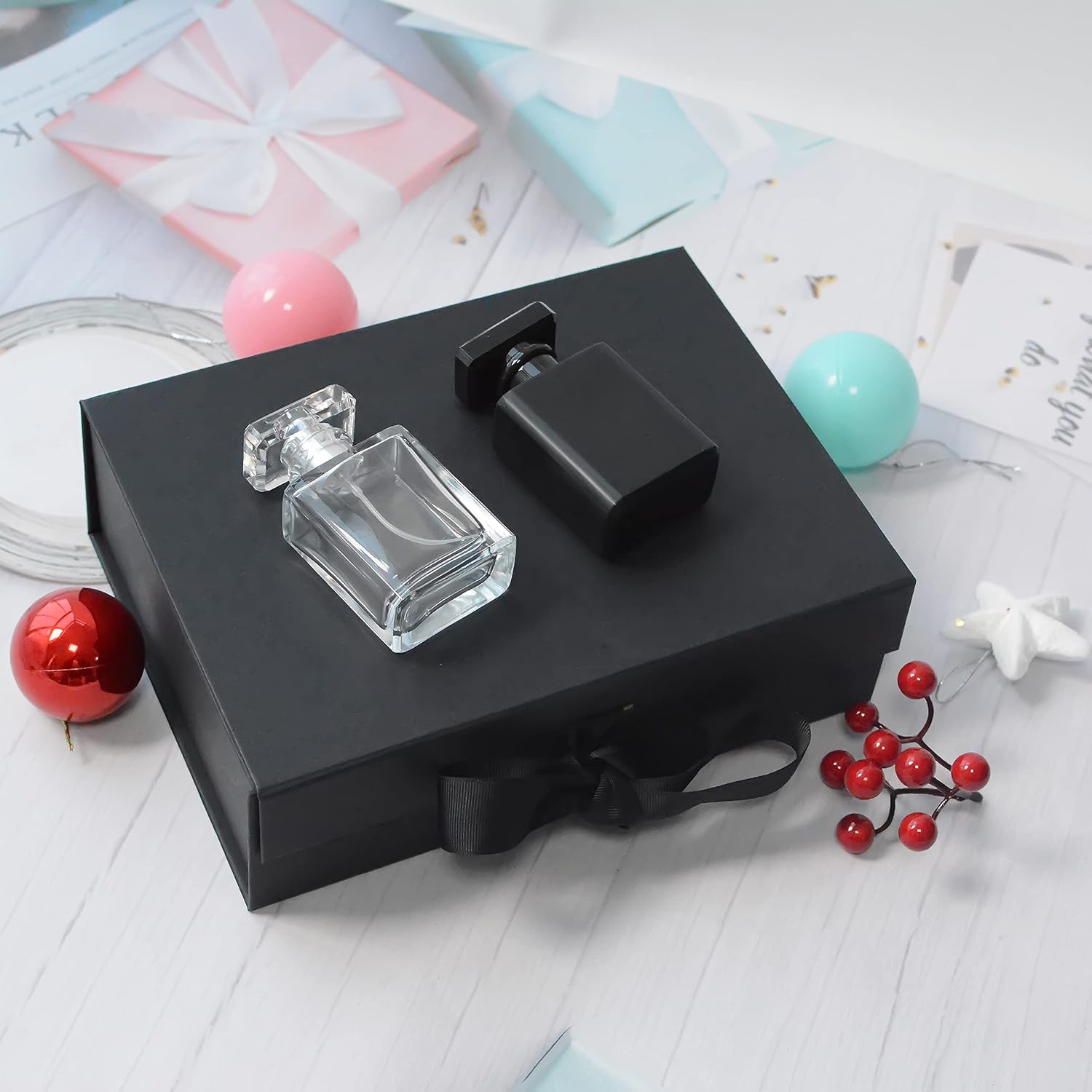 Black Luxury Magnetic Gift Box with Lid, Ribbons and Gift Bag, Medium Size-9.4x7x3 Inches, Great for Christmas, New Year, Wedding, Birthdays, Man - Image 6