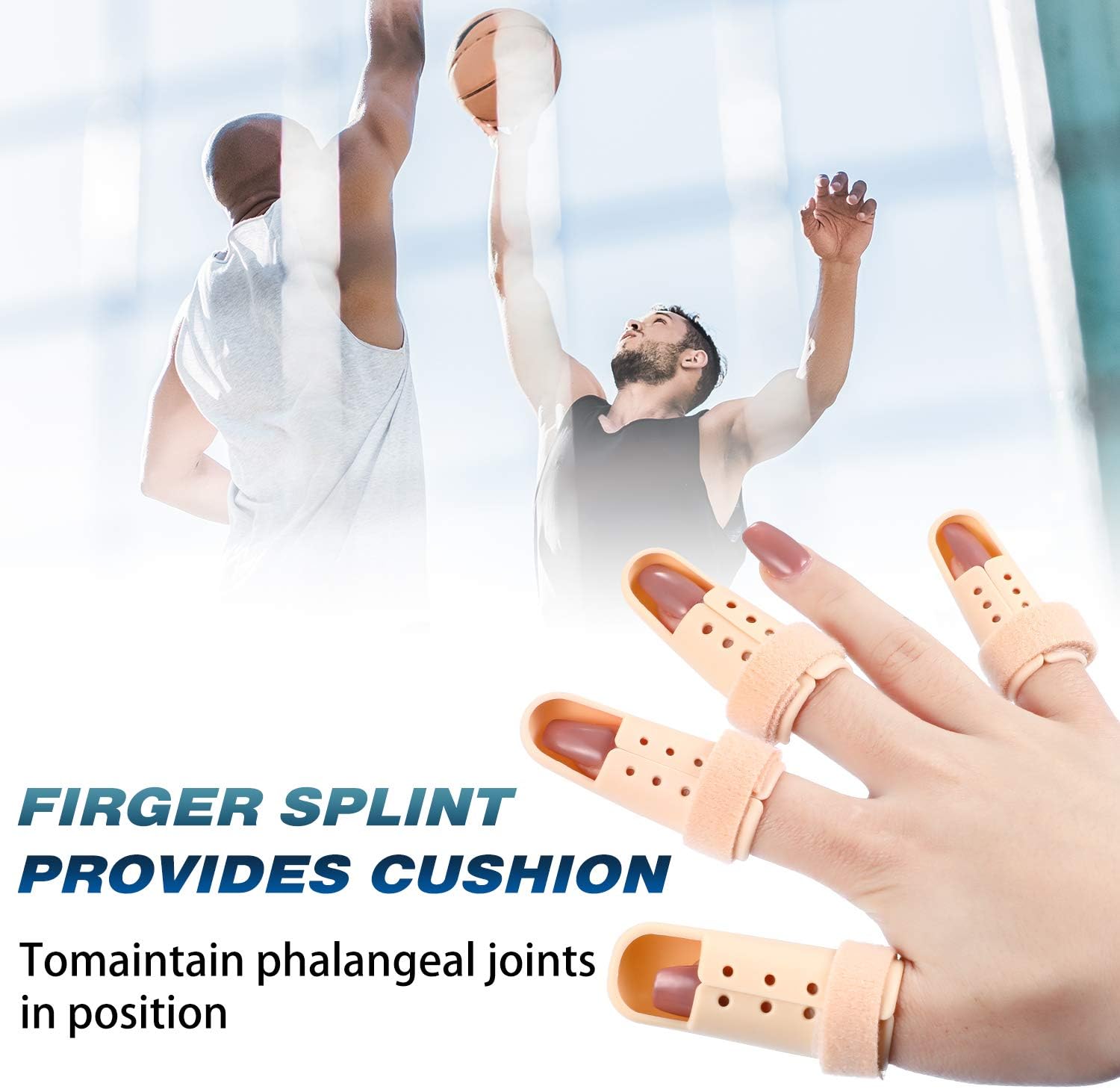 10 Pcs Mallet Finger Splint, 5 Sizes Finger Support Brace Stabilizer Straightener Plastic Fingertip Protectors Arthritis Knuckle Immobilization for Thumb Pinky Middle Index Ring(Beige) - Image 5
