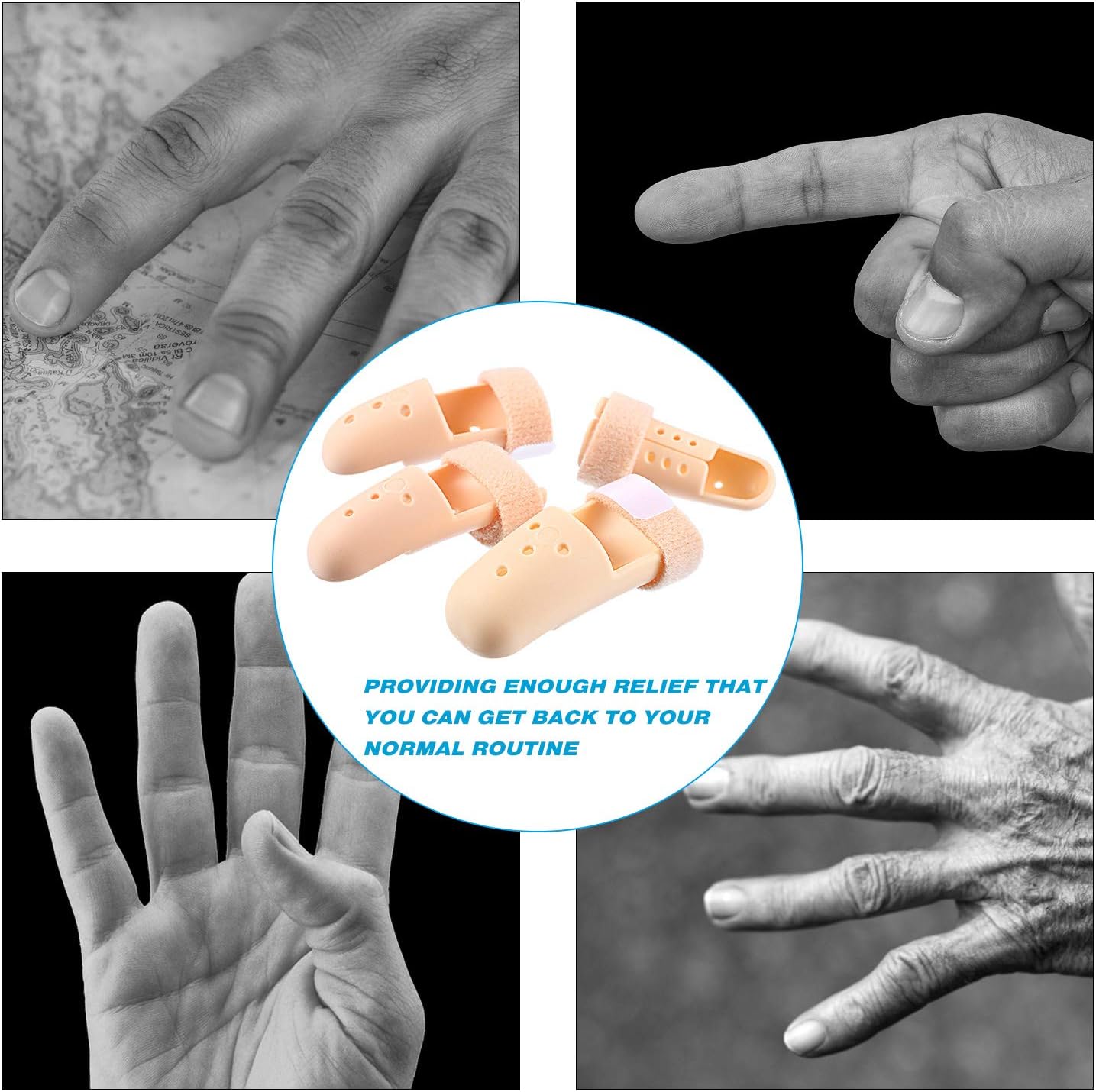 10 Pcs Mallet Finger Splint, 5 Sizes Finger Support Brace Stabilizer Straightener Plastic Fingertip Protectors Arthritis Knuckle Immobilization for Thumb Pinky Middle Index Ring(Beige) - Image 6