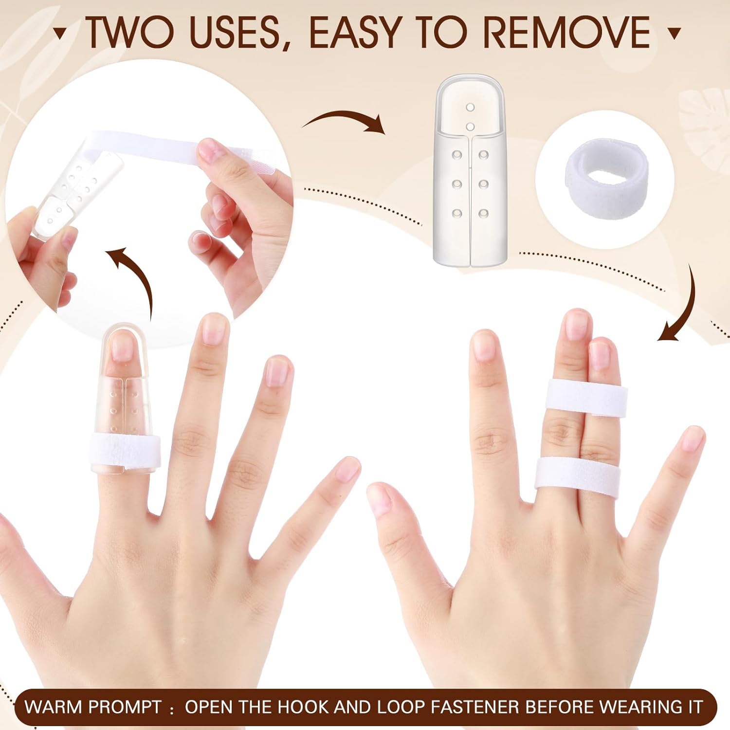 10 Pcs Mallet Finger Splint, 5 Sizes Finger Support Brace Stabilizer Straightener Plastic Fingertip Protectors Arthritis Knuckle Immobilization for Thumb Pinky Middle Index Ring(Transparent) - Image 4