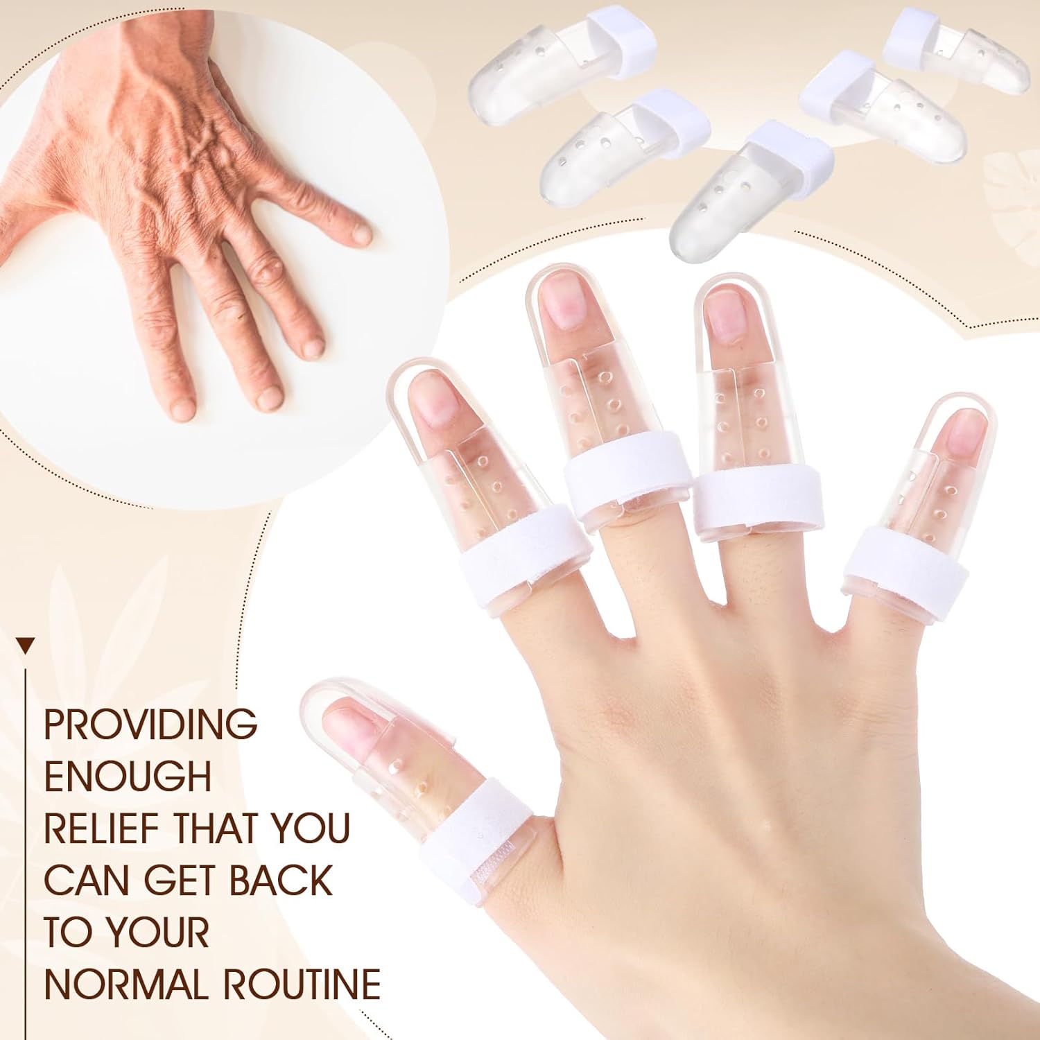 10 Pcs Mallet Finger Splint, 5 Sizes Finger Support Brace Stabilizer Straightener Plastic Fingertip Protectors Arthritis Knuckle Immobilization for Thumb Pinky Middle Index Ring(Transparent) - Image 5