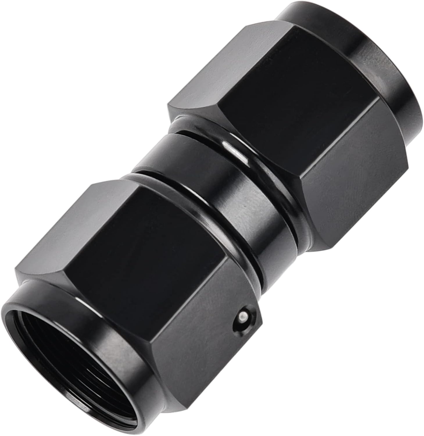 6AN Female to 6AN Female Straight Swivel Coupler Union Fitting Adapter Aluminum Black - Image 1