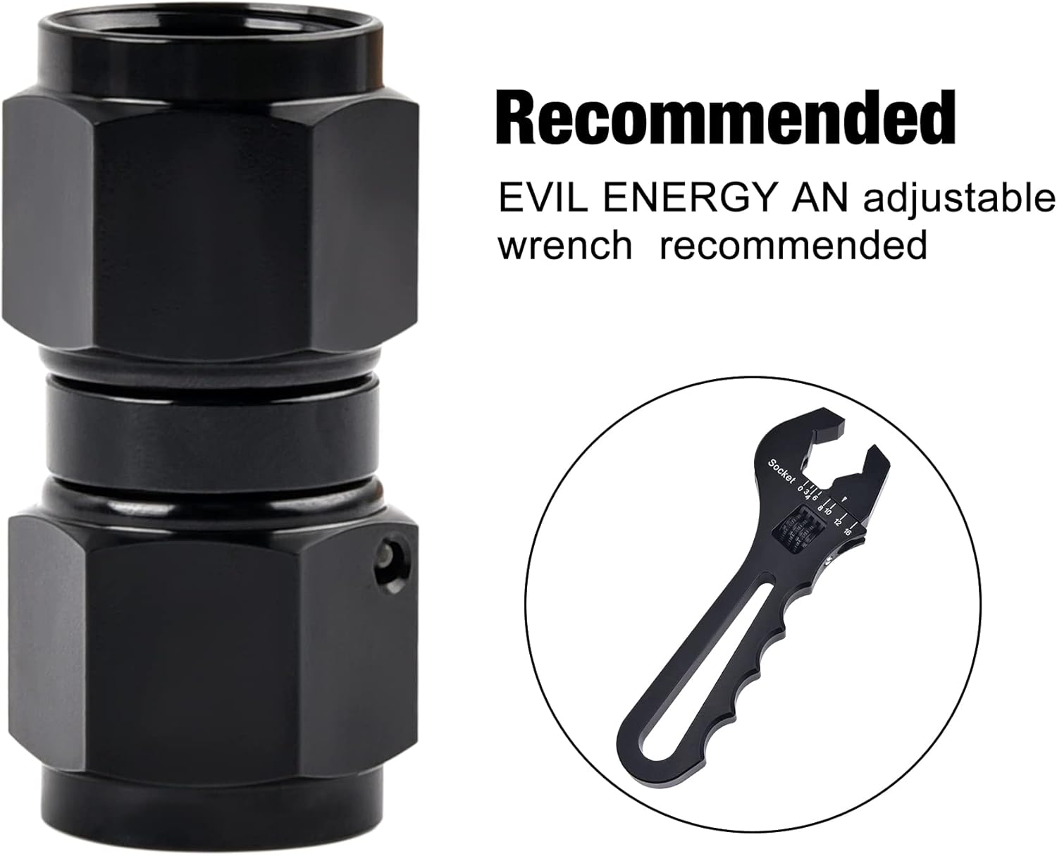 6AN Female to 6AN Female Straight Swivel Coupler Union Fitting Adapter Aluminum Black - Image 4