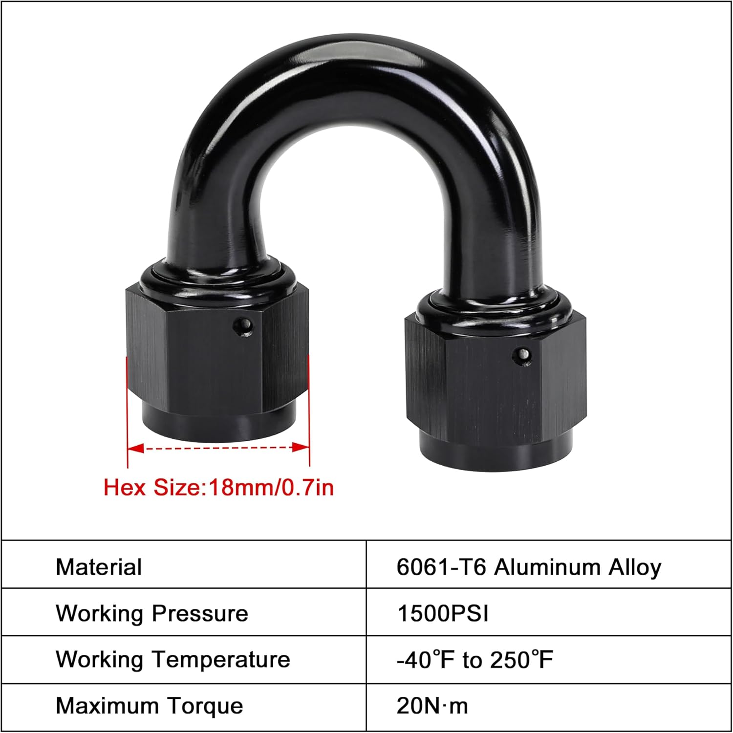 6AN Female to 6AN Female 180 Degree Swivel Coupler Union Fitting Adapter Aluminum Black - Image 2
