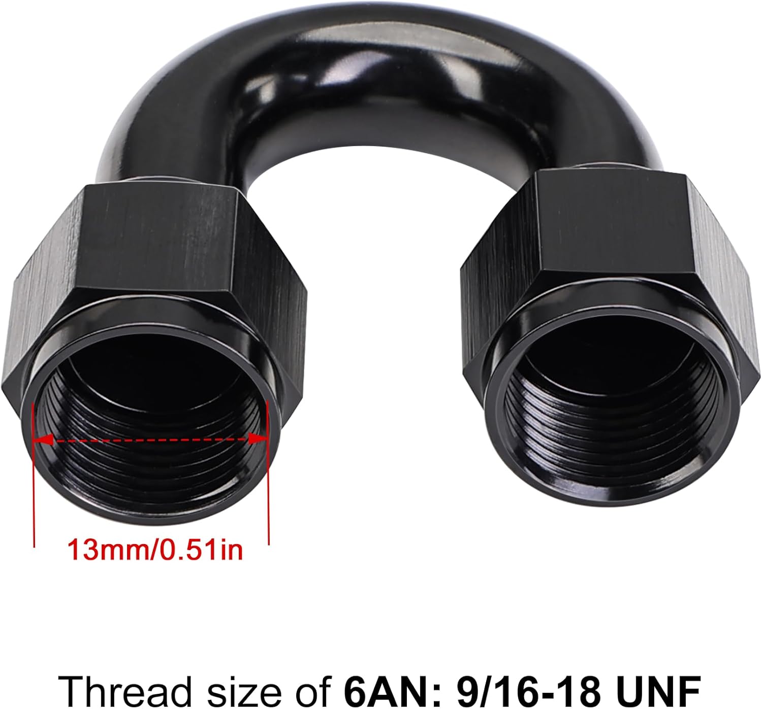 6AN Female to 6AN Female 180 Degree Swivel Coupler Union Fitting Adapter Aluminum Black - Image 3