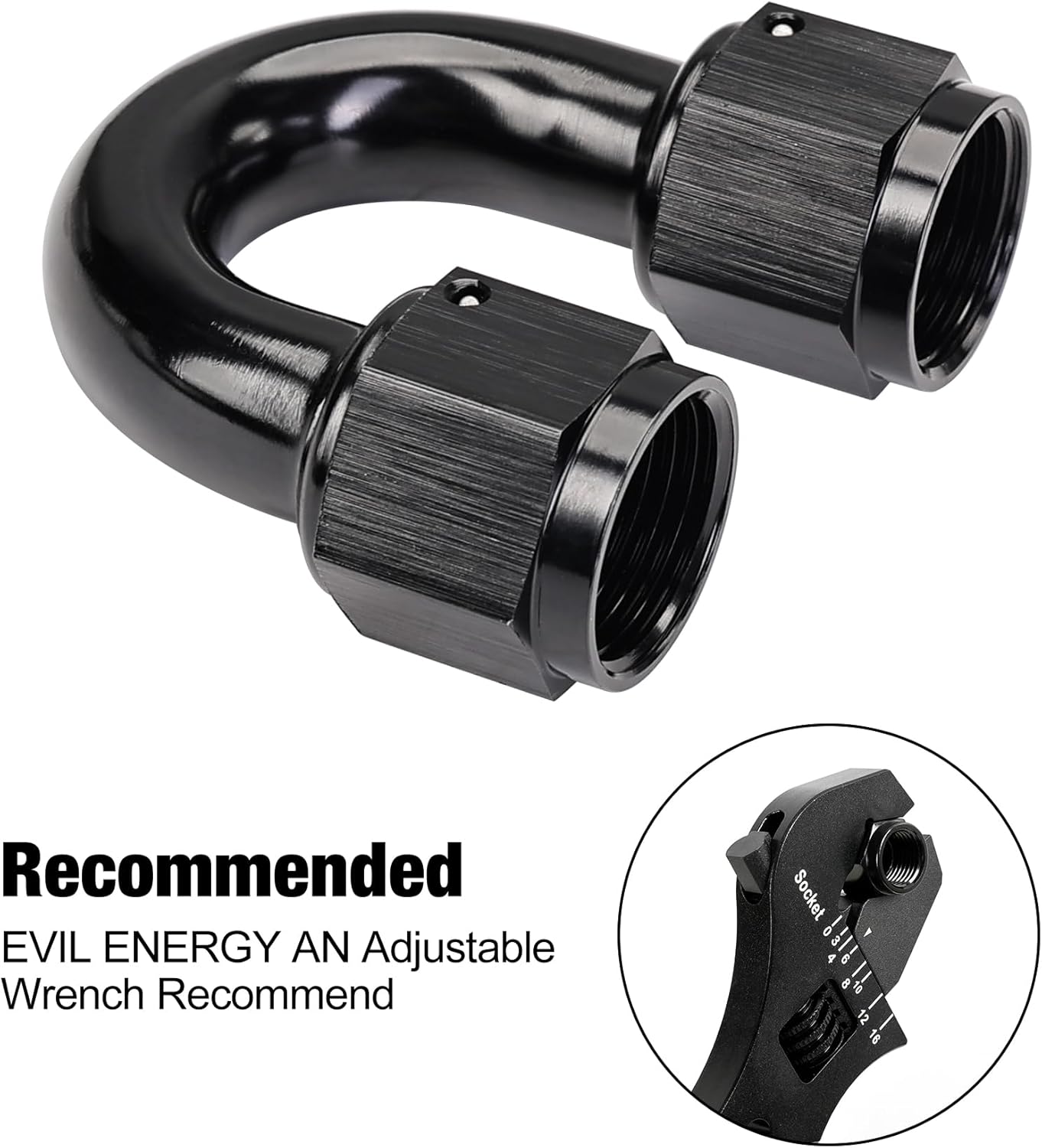 6AN Female to 6AN Female 180 Degree Swivel Coupler Union Fitting Adapter Aluminum Black - Image 4