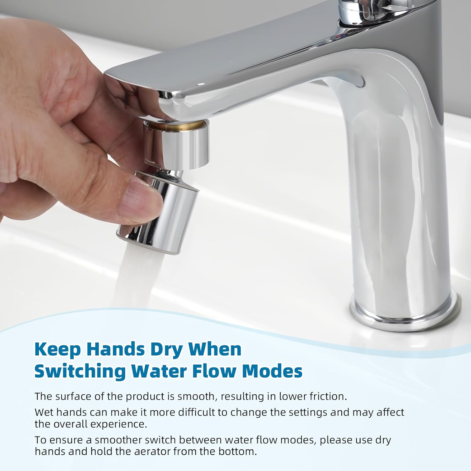 NSF/ANSI/CAN 61 Certified Faucet Aerator, CUPC Certification 360° Twist Kitchen Sink Aerator, Dual-function Sink Sprayer Attachment, Faucet Replacement Part 55/64'' Female Thread, Chrome - Image 6