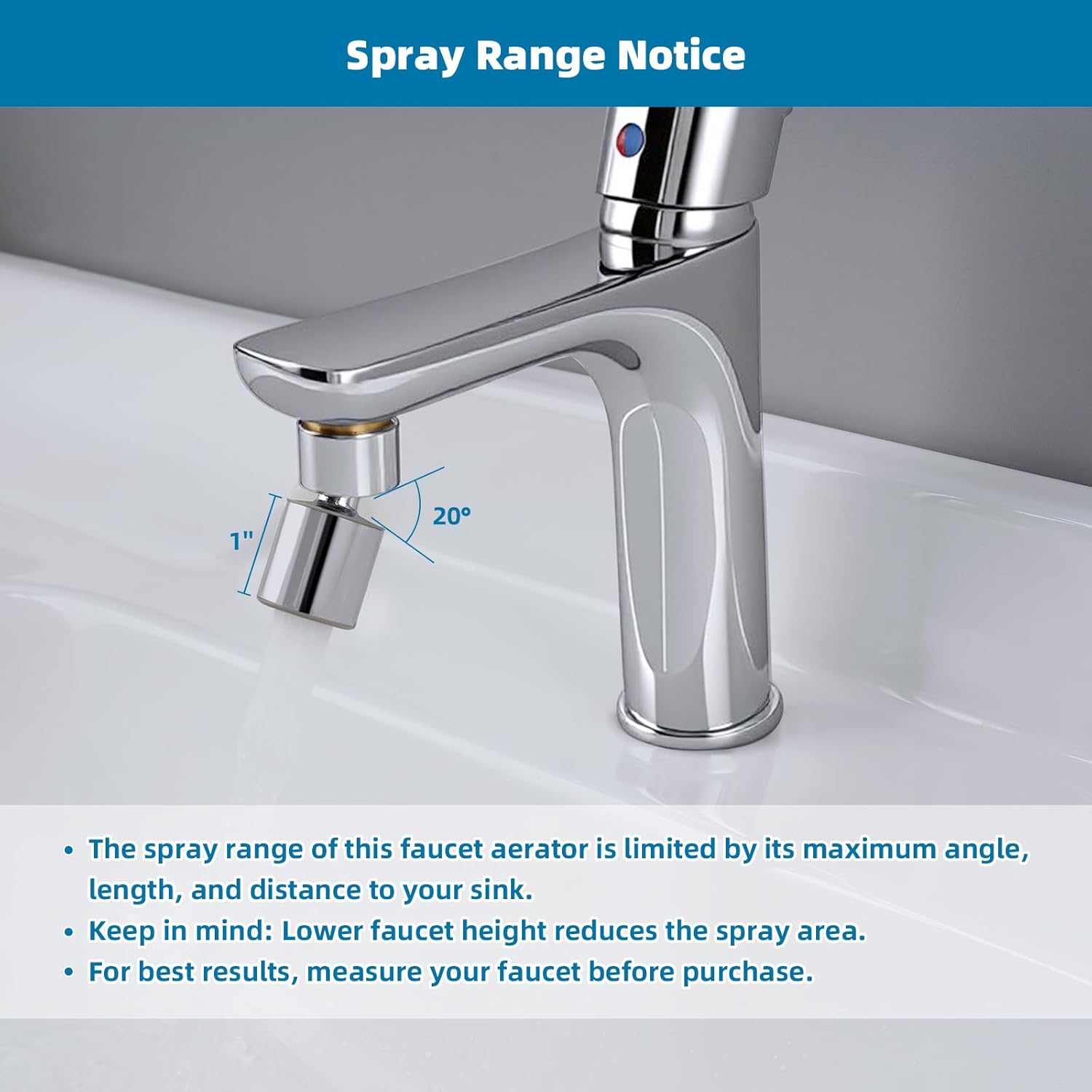 NSF/ANSI/CAN 61 Certified Faucet Aerator, CUPC Certification 360° Twist Kitchen Sink Aerator, Dual-function Sink Sprayer Attachment, Faucet Replacement Part 55/64'' Female Thread, Chrome - Image 8