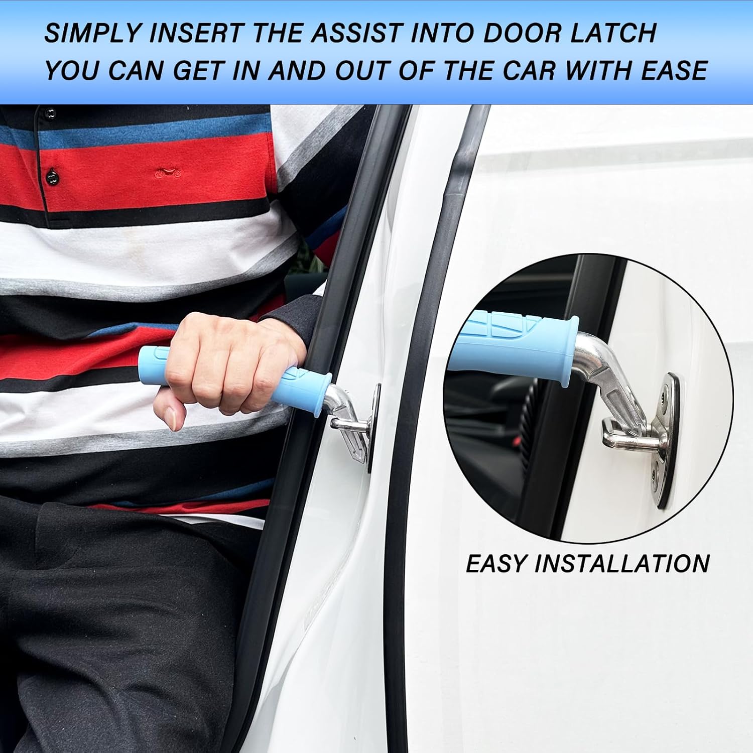 2 Pack Car Door Handle for Elderly Car Handle Assist Portable Vehicle Support Handle for Easy Sit to Stand Assistance Auto Cane for Seniors and Handicapped Supports Up to 450 Pounds - Image 3