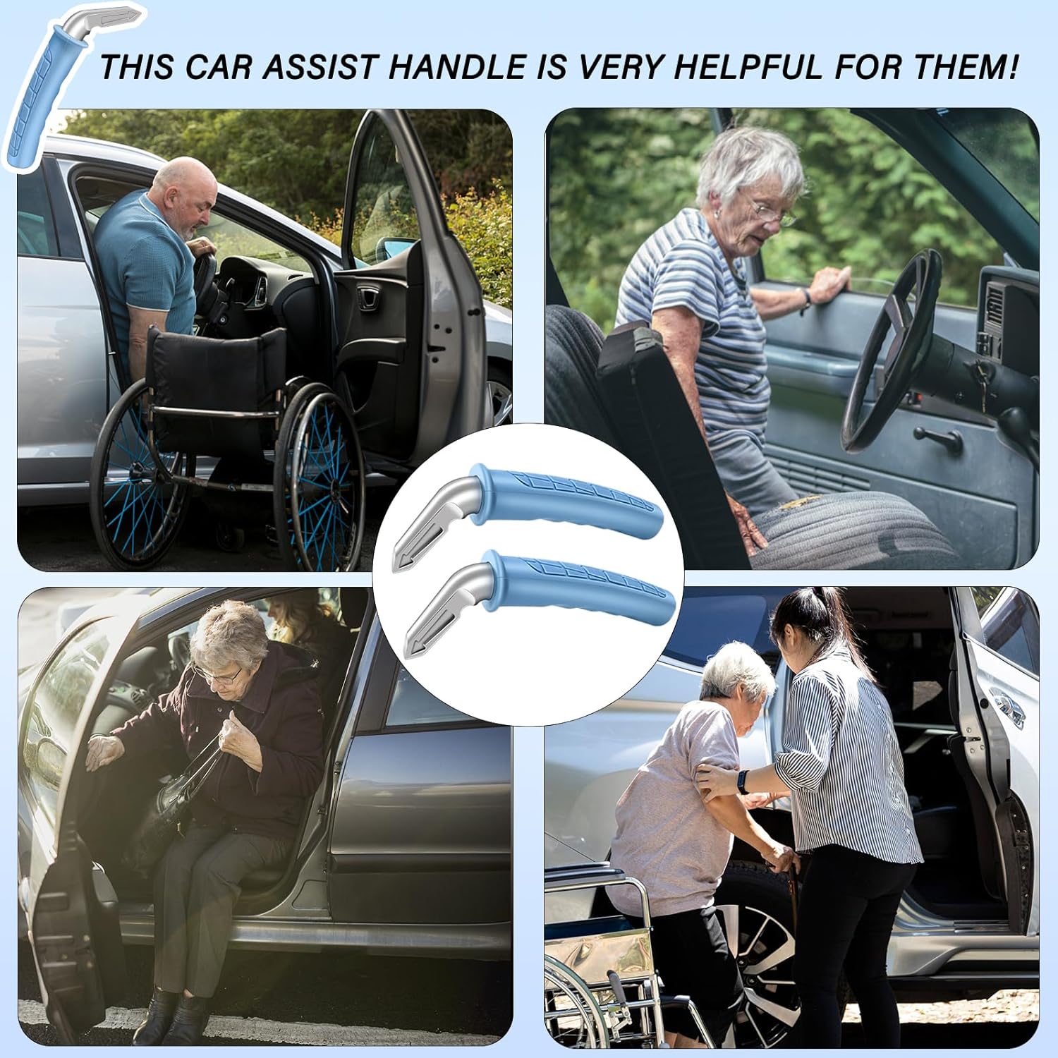 2 Pack Car Door Handle for Elderly Car Handle Assist Portable Vehicle Support Handle for Easy Sit to Stand Assistance Auto Cane for Seniors and Handicapped Supports Up to 450 Pounds - Image 6