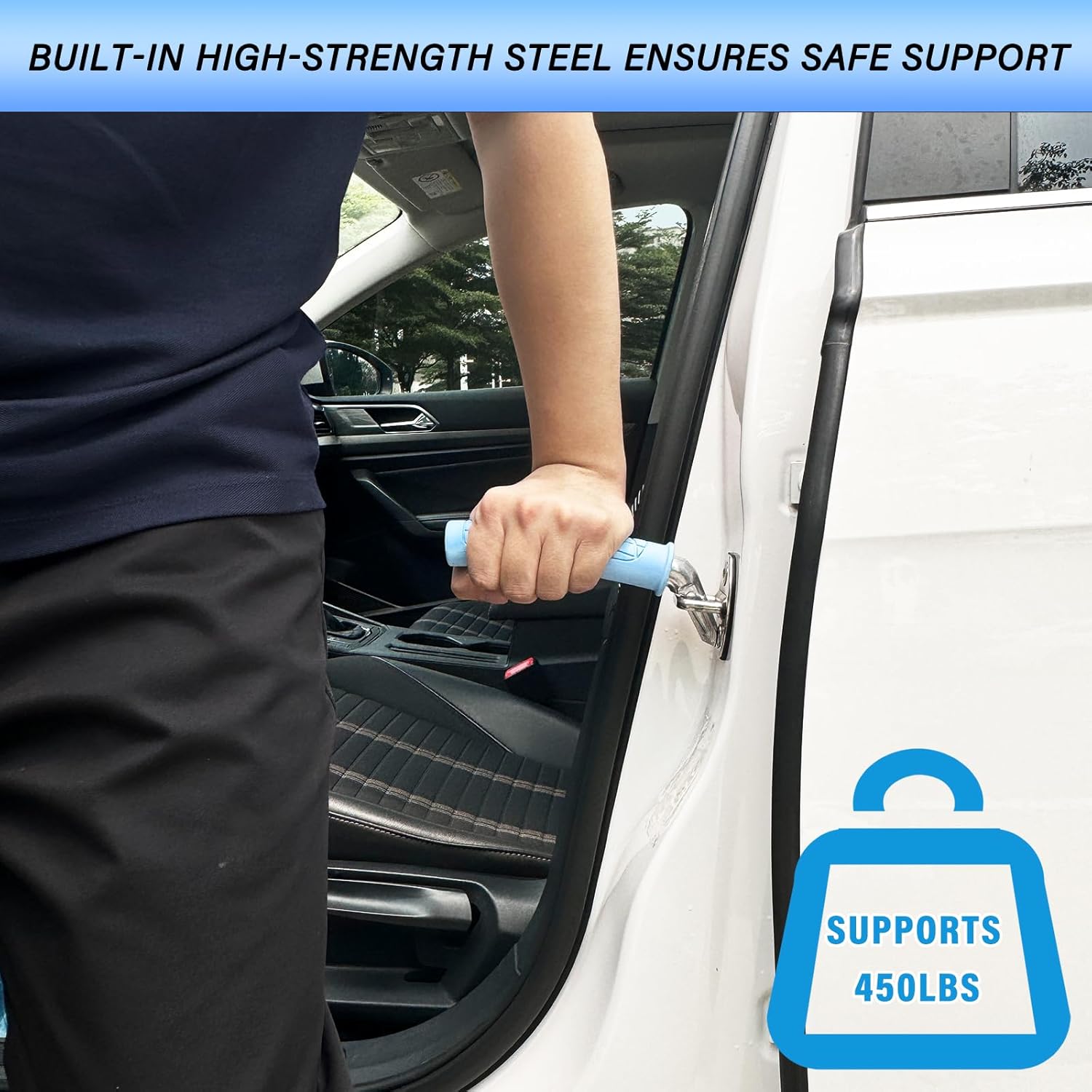 2 Pack Car Door Handle for Elderly Car Handle Assist Portable Vehicle Support Handle for Easy Sit to Stand Assistance Auto Cane for Seniors and Handicapped Supports Up to 450 Pounds - Image 7