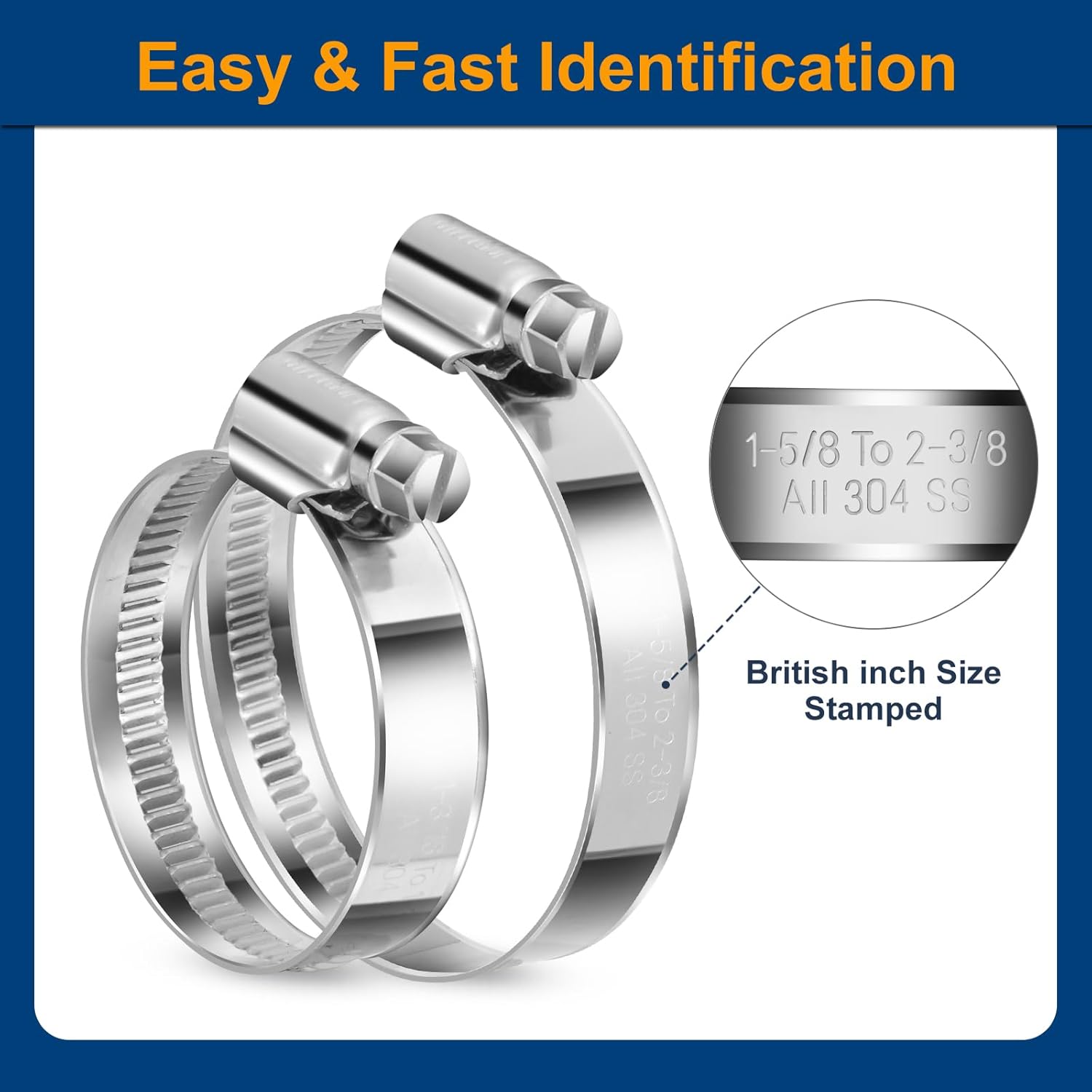Non-Slip Worm Gear Hose Clamps#6, 1/2