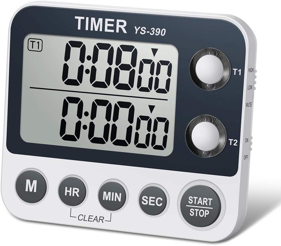 Digital Kitchen Cooking Timer, Dual Count Up & Down with Magnetic Back, Large Display, Adjustable Volume and Flashing Alarm Light, ON/Off Switch Stopwatch, Battery Included - Image 1
