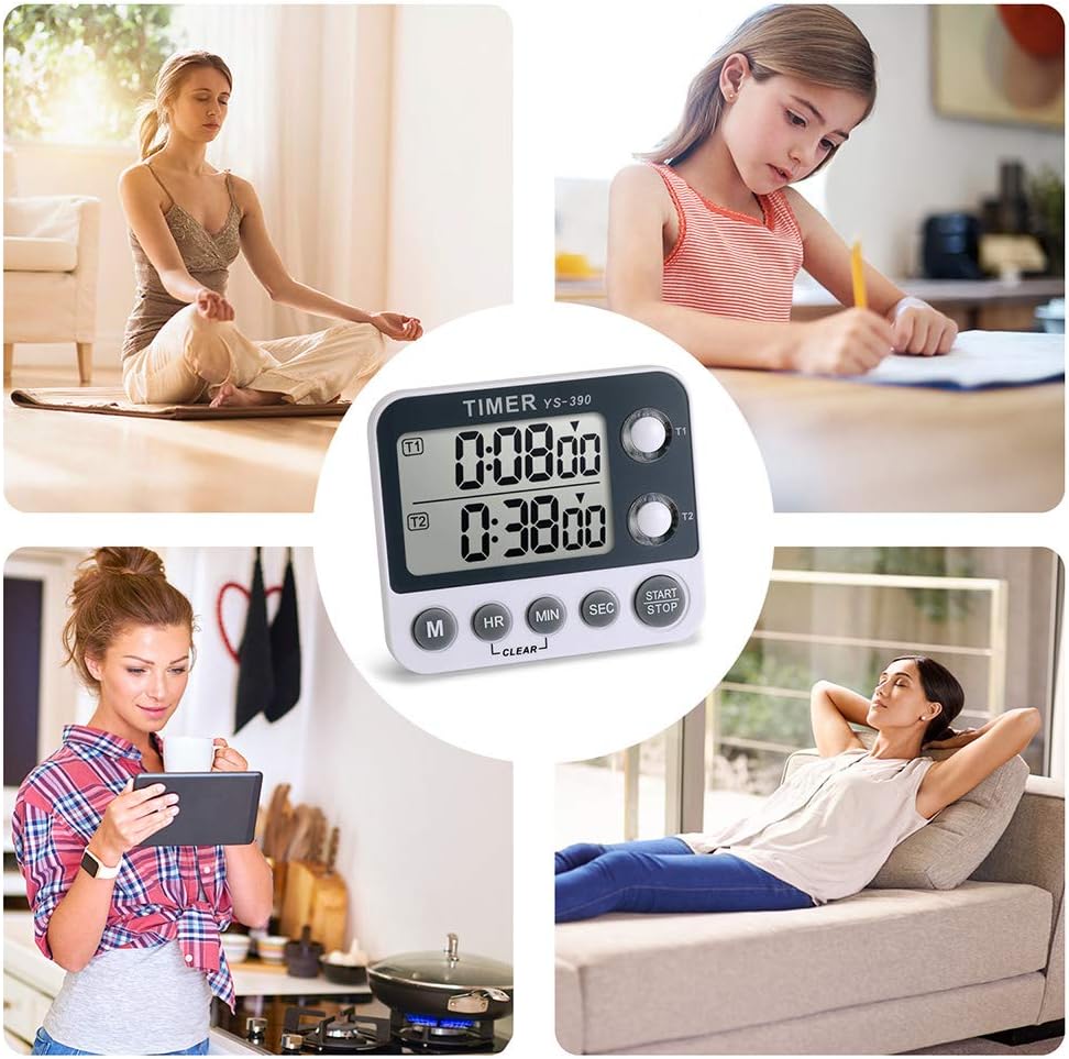 Digital Kitchen Cooking Timer, Dual Count Up & Down with Magnetic Back, Large Display, Adjustable Volume and Flashing Alarm Light, ON/Off Switch Stopwatch, Battery Included - Image 5