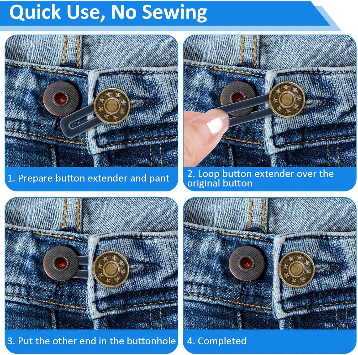 28 Pcs Button Extenders for Jeans, Waist Extender for Jeans, Pants Button Extender for Women & Men, No Sewing Waistband Extenders 1–1.8 Inches, Women's Accessories - Image 4