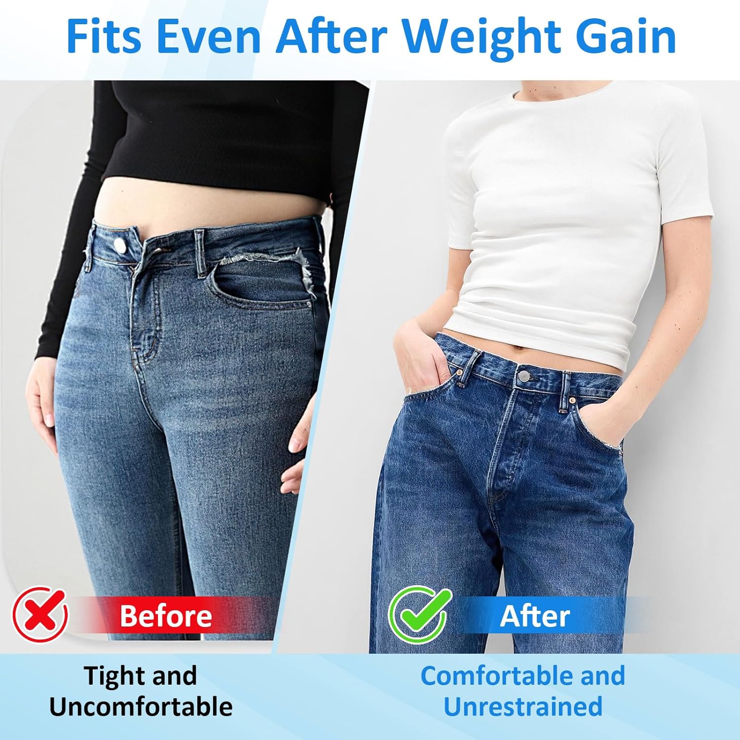 28 Pcs Button Extenders for Jeans, Waist Extender for Jeans, Pants Button Extender for Women & Men, No Sewing Waistband Extenders 1–1.8 Inches, Women's Accessories - Image 5