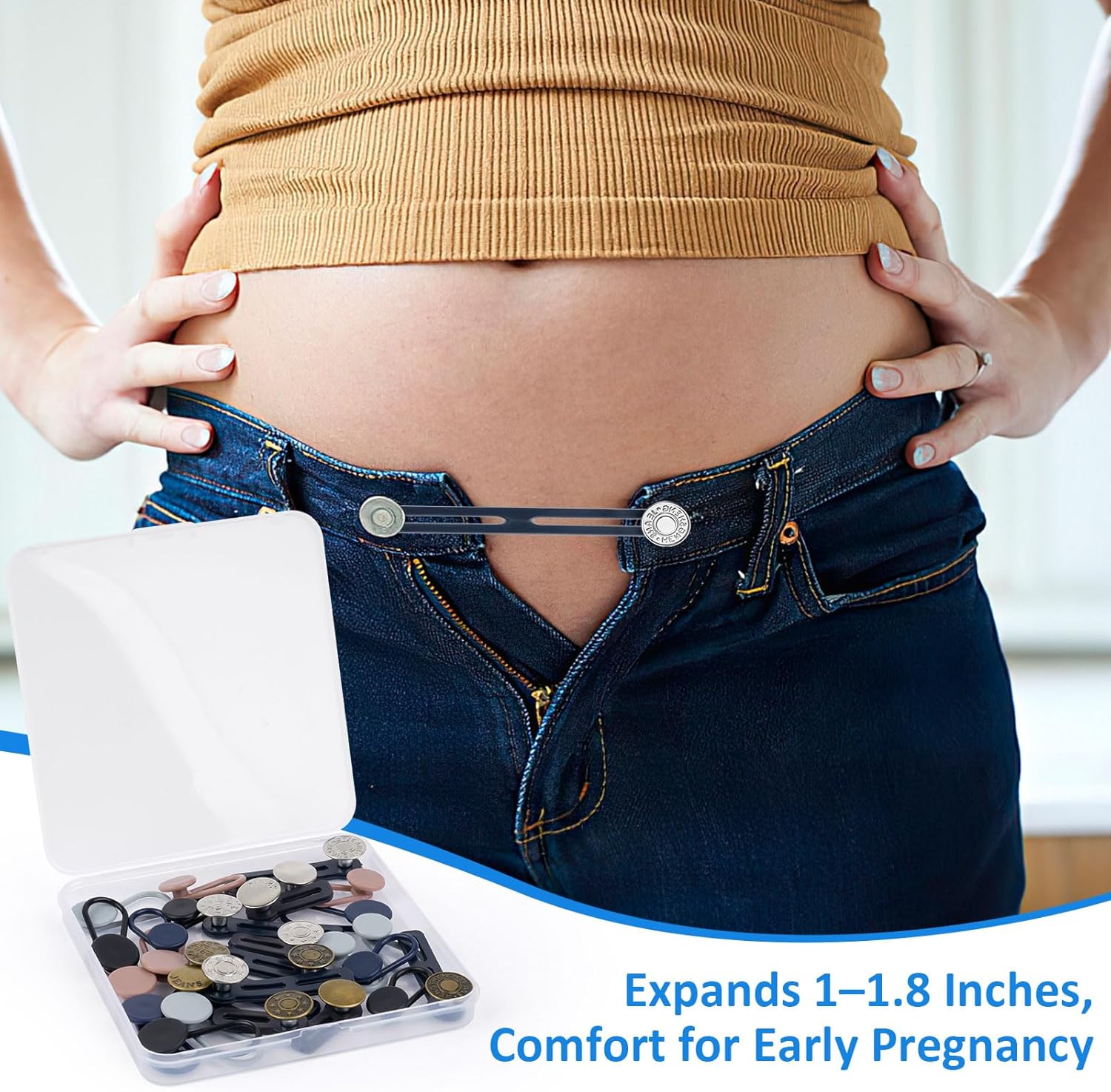 28 Pcs Button Extenders for Jeans, Waist Extender for Jeans, Pants Button Extender for Women & Men, No Sewing Waistband Extenders 1–1.8 Inches, Women's Accessories - Image 6