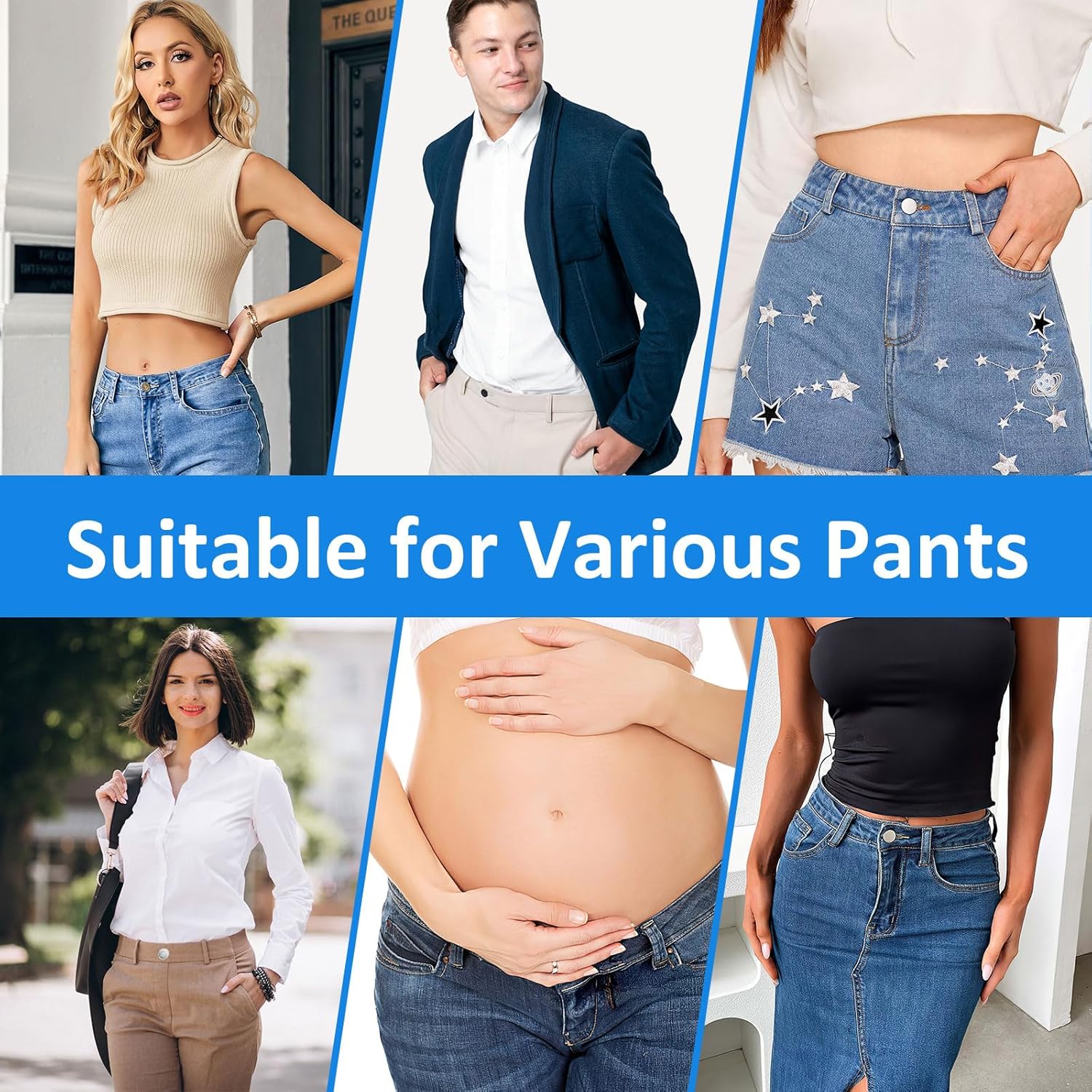 28 Pcs Button Extenders for Jeans, Waist Extender for Jeans, Pants Button Extender for Women & Men, No Sewing Waistband Extenders 1–1.8 Inches, Women's Accessories - Image 7