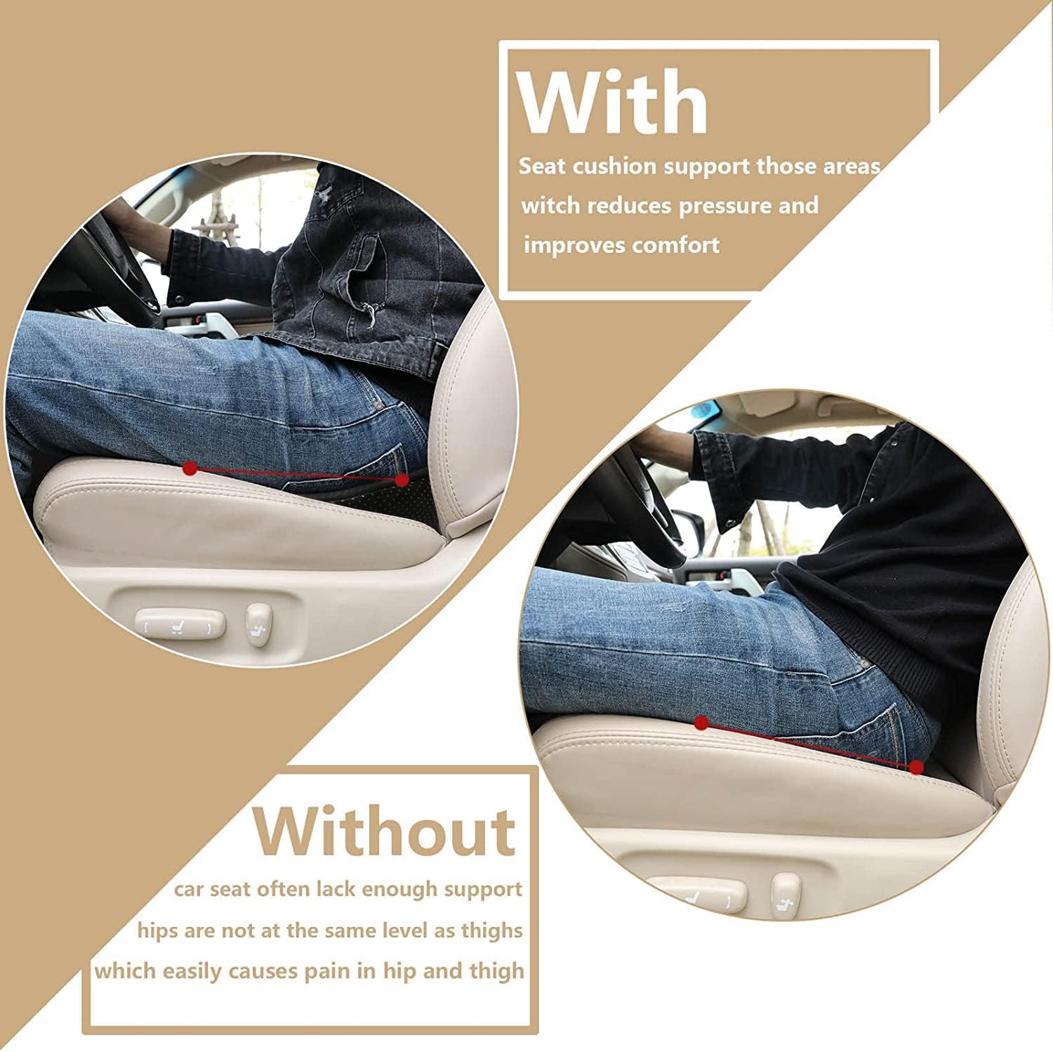 Car Seat Cushion - Memory Foam Car Seat Pad - Sciatica & Lower Back Pain Relief - Car Seat Cushions for Driving - Road Trip Essentials for Drivers(Black) - Image 3