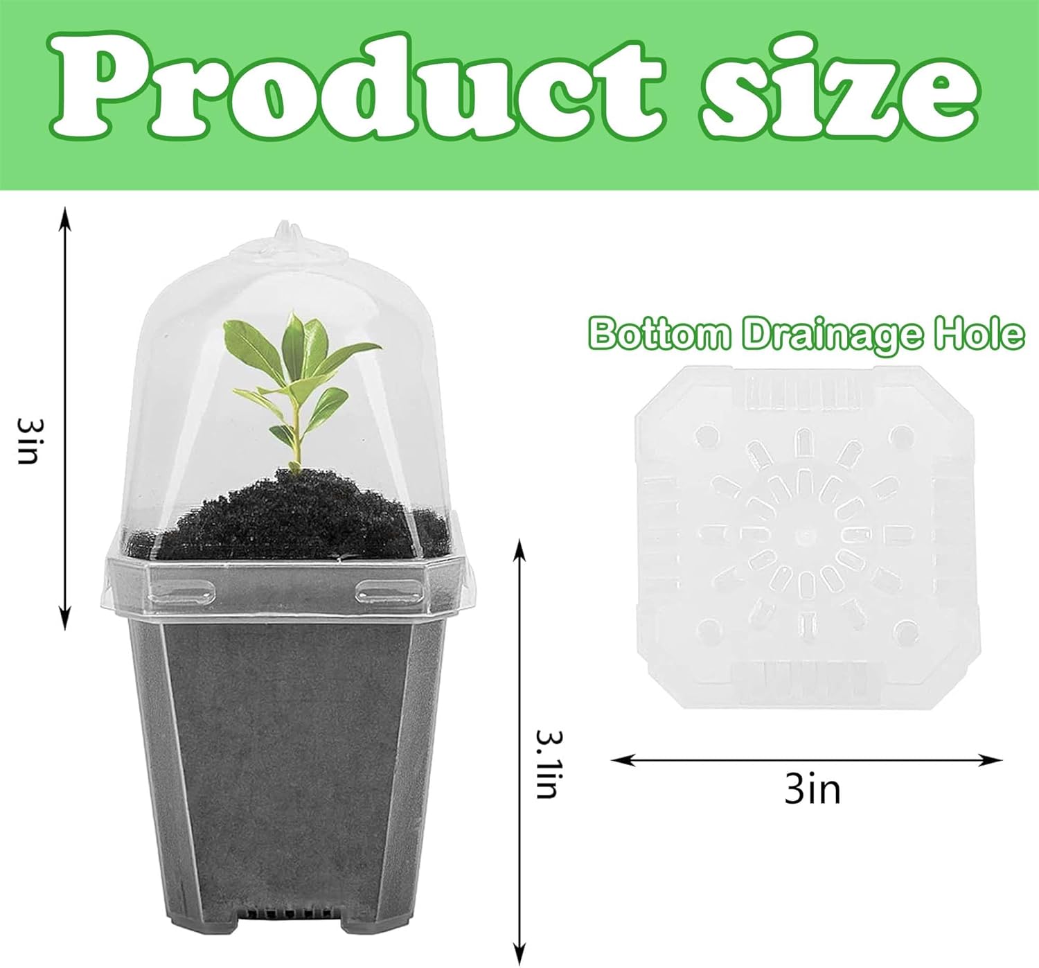 10PCS Clear Plant Nursery Pots with Humidity Dome - 3