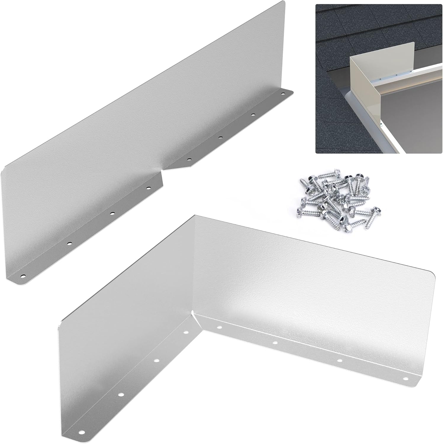 2 Pcs Gutter Valley Splash Guards,Rain Gutter Valley Roofing Gutter Guards, Diverter Roof Rain Diverter for House Shingle Roofs Corner (2) - Image 1