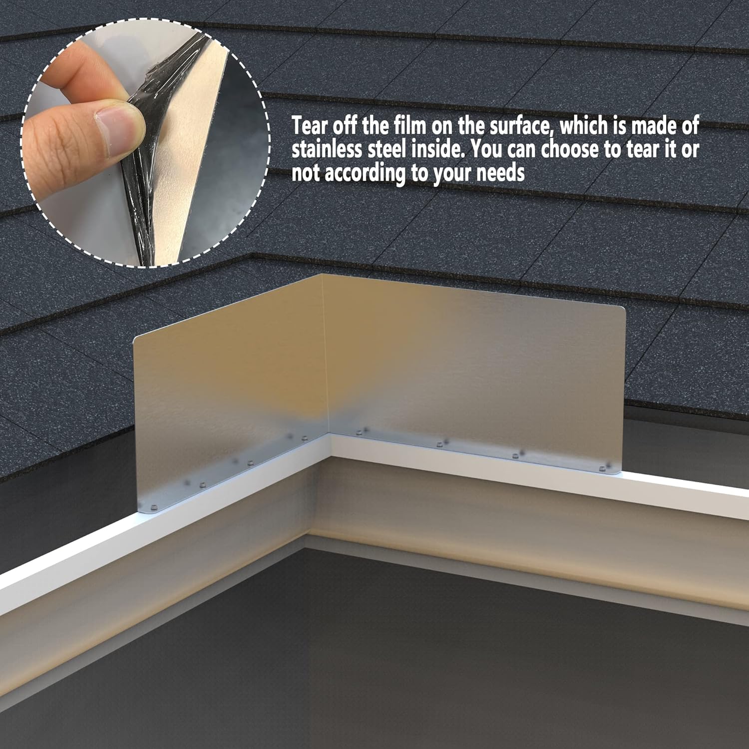 2 Pcs Gutter Valley Splash Guards,Rain Gutter Valley Roofing Gutter Guards, Diverter Roof Rain Diverter for House Shingle Roofs Corner (2) - Image 6