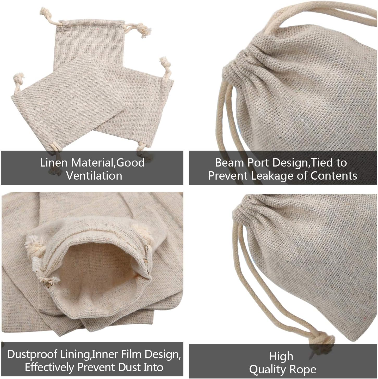 50pcs Double Canvas Drawstring Bag Cotton Pouch Gift Sachet Bags Muslin Reusable Tea Bag 2.75x4 Inch - Image 2