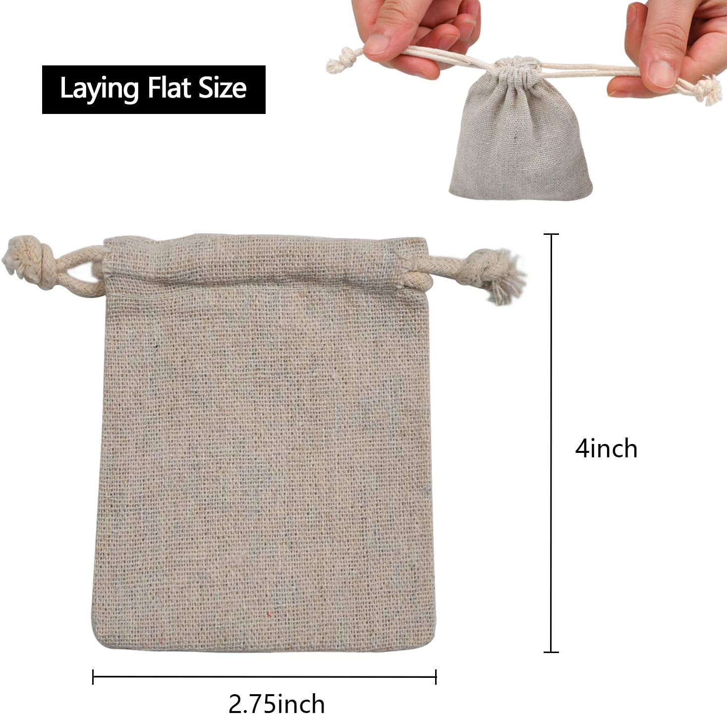 50pcs Double Canvas Drawstring Bag Cotton Pouch Gift Sachet Bags Muslin Reusable Tea Bag 2.75x4 Inch - Image 6