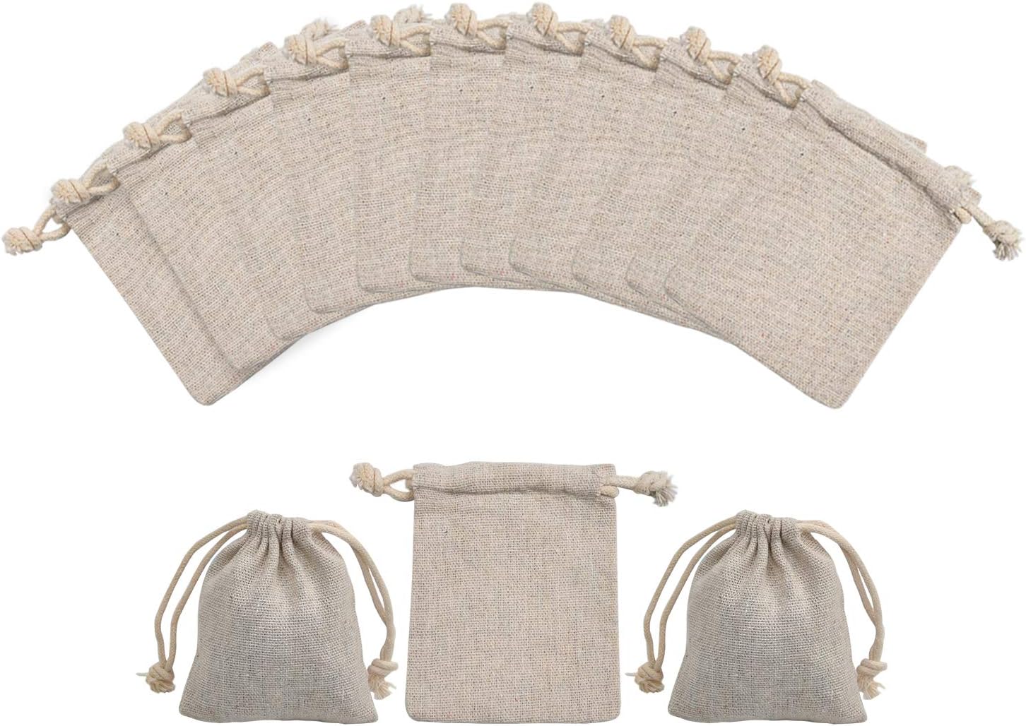 50pcs Double Canvas Drawstring Bag Cotton Pouch Gift Sachet Bags Muslin Reusable Tea Bag 2.75x4 Inch - Image 8