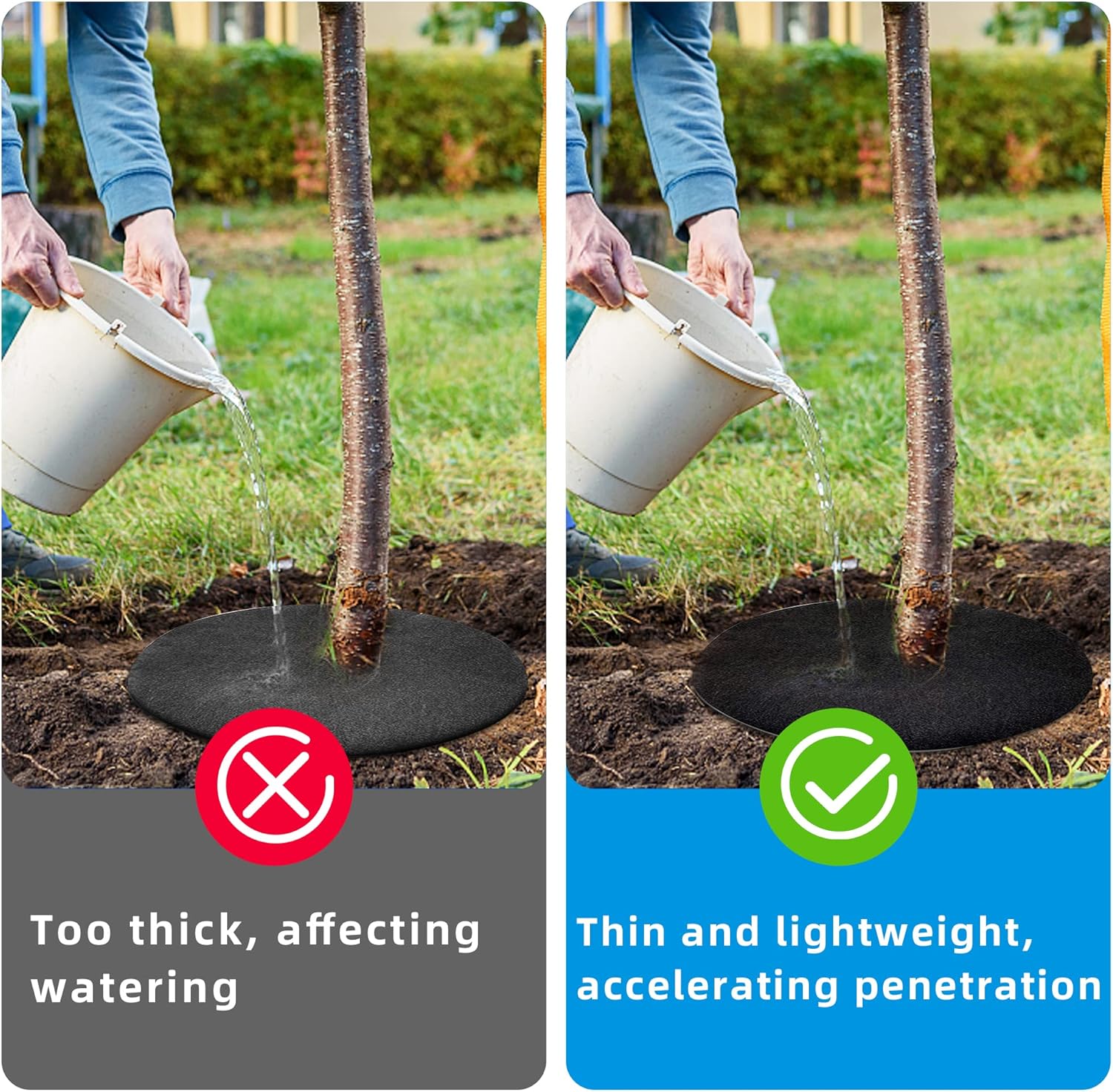 4 Pack 32.3 Inch Non-Woven Tree Mulch Ring - Degradable Tree Protector Mat, Reusable Tree Weed Barrier Mat for Weed Control Root Protection - Image 4