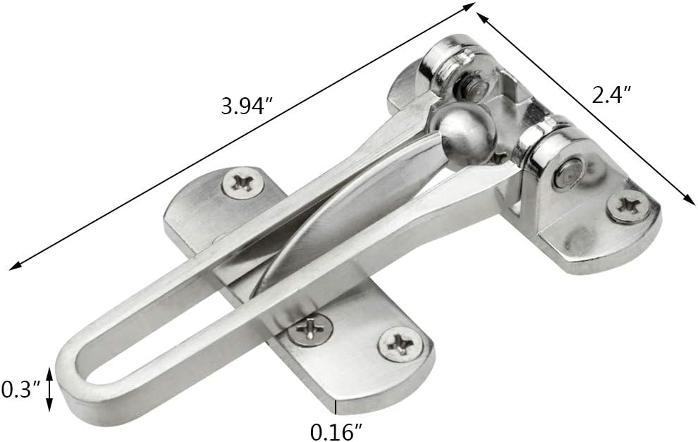 Home Security Door Lock, 2 Pack Latch Guard Clasp Front Door Locks for Kids, Home Reinforcement Lock for Swing-in Doors, Hotel Door Latches, Thicken Solid Aluminium Alloy, Satin Nickel - Image 2