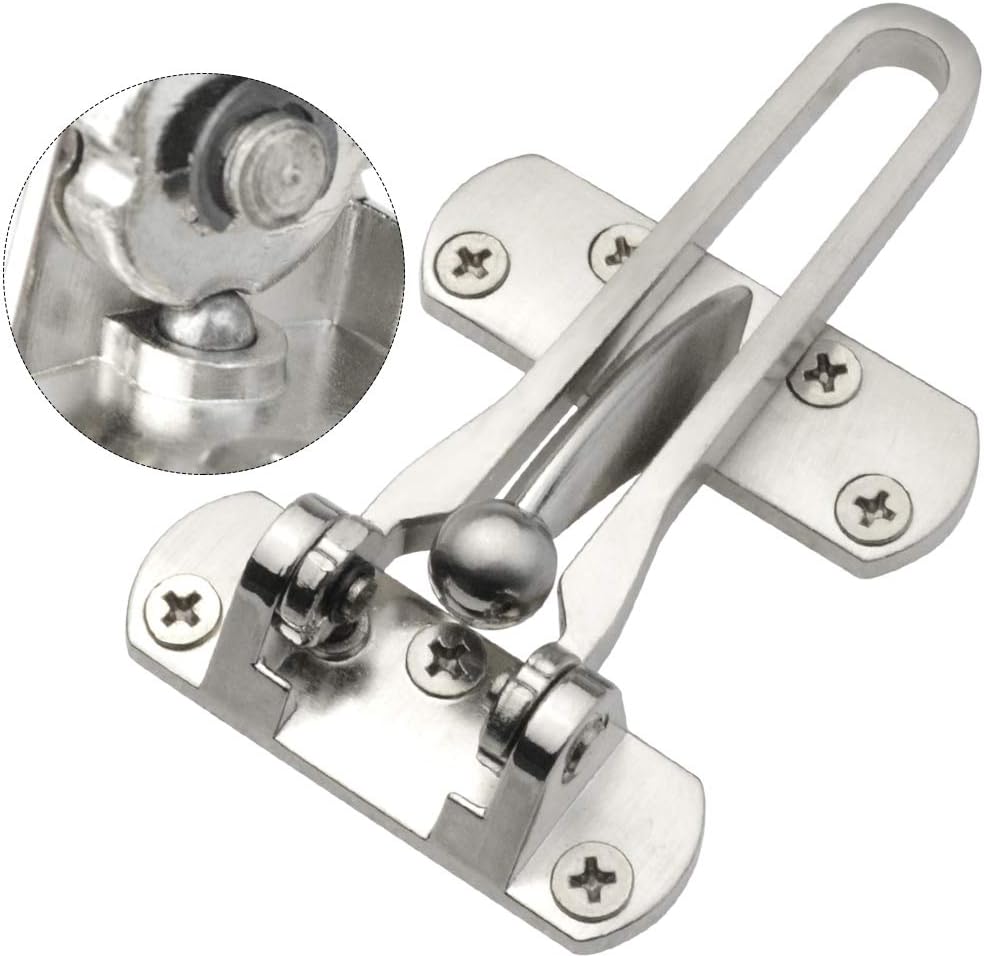 Home Security Door Lock, 2 Pack Latch Guard Clasp Front Door Locks for Kids, Home Reinforcement Lock for Swing-in Doors, Hotel Door Latches, Thicken Solid Aluminium Alloy, Satin Nickel - Image 3