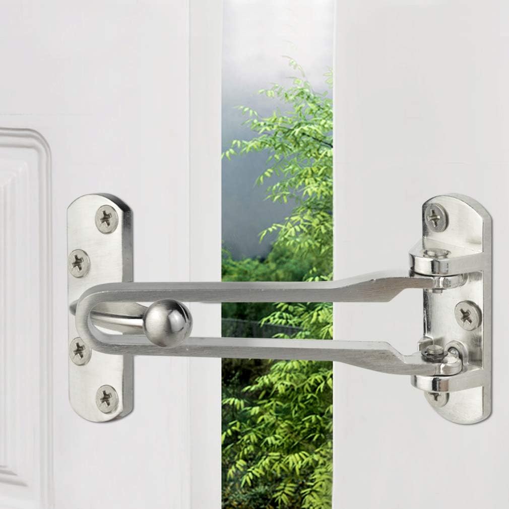 Home Security Door Lock, 2 Pack Latch Guard Clasp Front Door Locks for Kids, Home Reinforcement Lock for Swing-in Doors, Hotel Door Latches, Thicken Solid Aluminium Alloy, Satin Nickel - Image 6