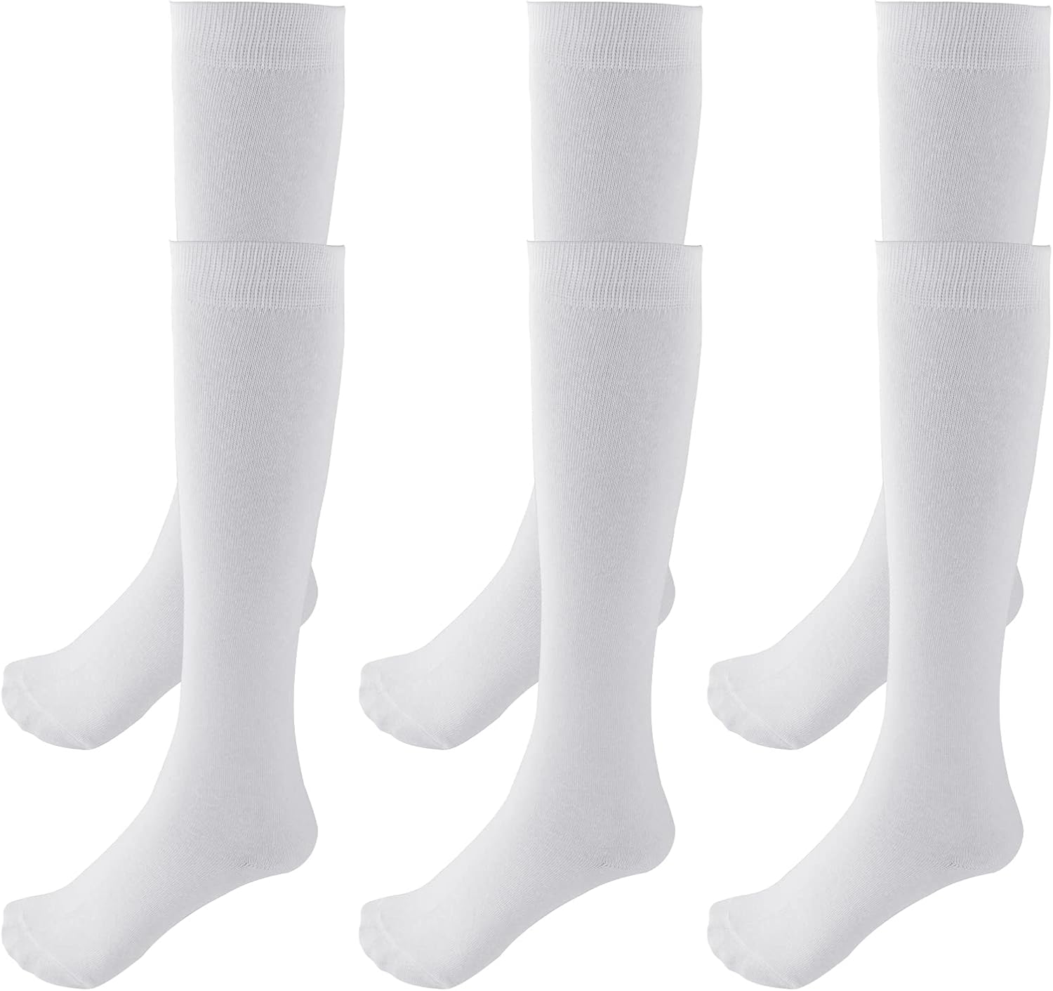 3 Pairs School Uniform Cotton Knee High Socks Athletic Sports Soccer Socks Tube Sock for Girls and Boys - Image 1
