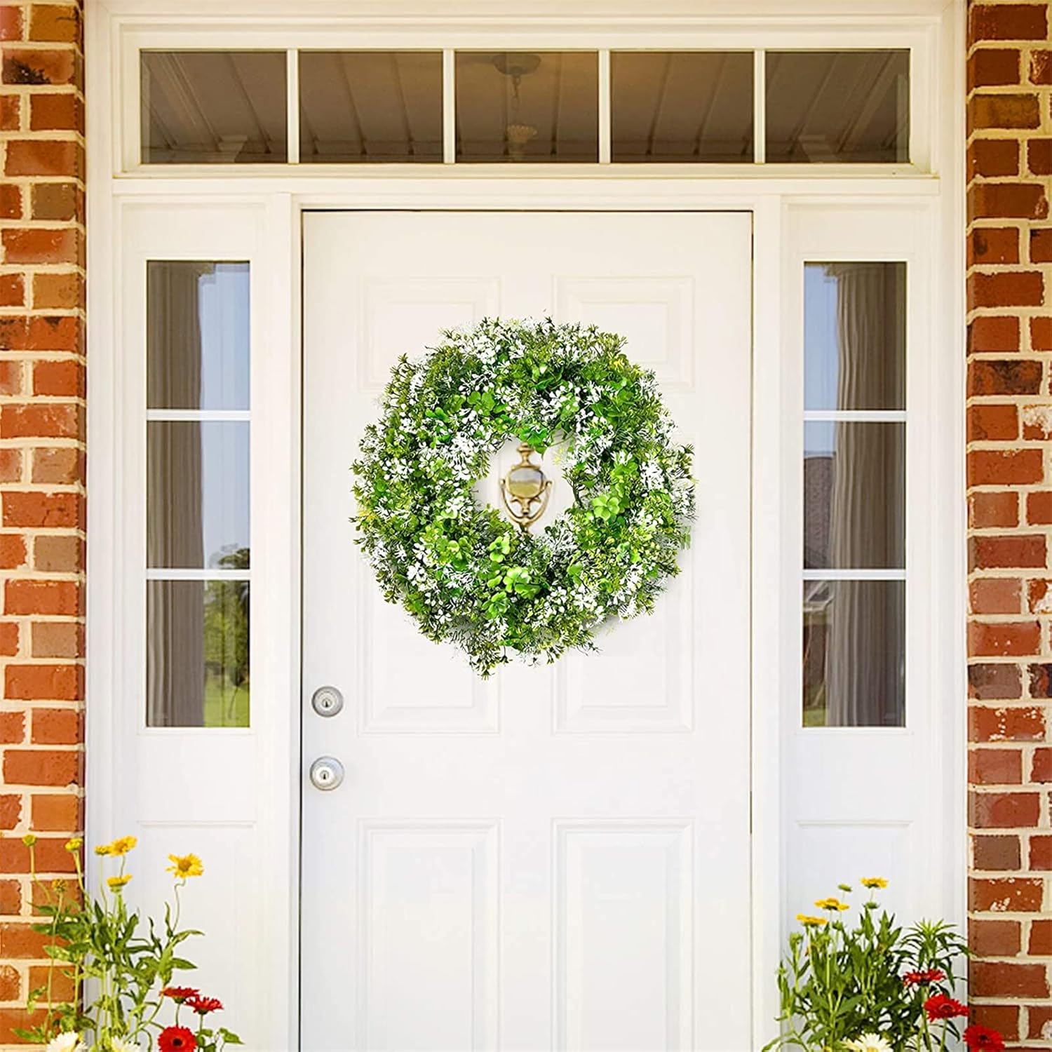 St Patricks Day Decorations Artificial Wreath Lucky Shamrock Clover Leprechaun Hat Beers Spring Summer Party Decor Outdoor/Indoor Farmhouse Front Porch Wall Window Door - Image 5